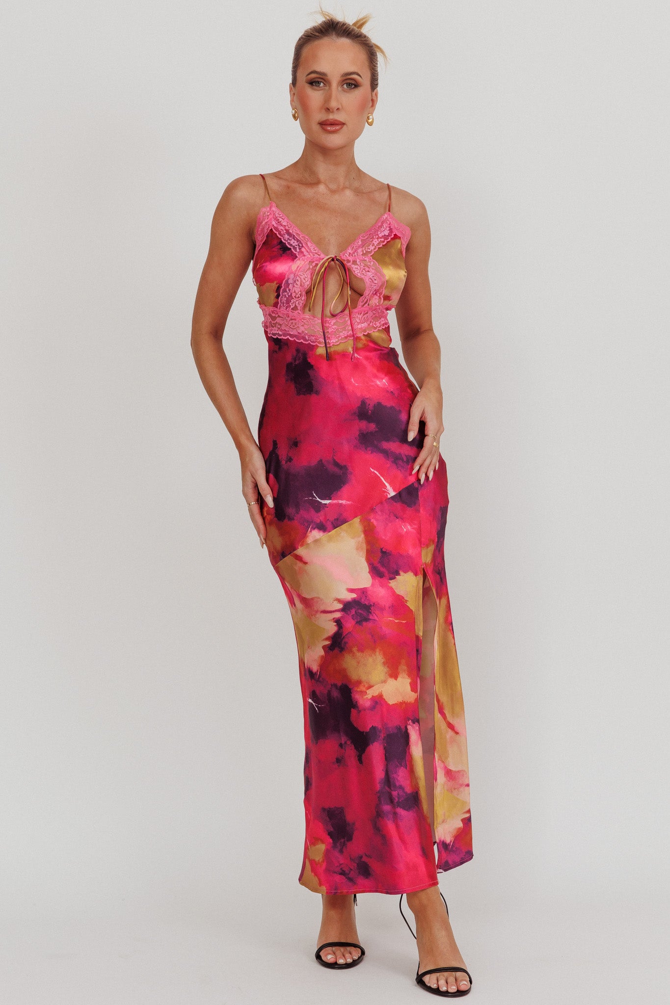 Saga Bust Keyhole Satin Maxi Dress Purple | Selfie Leslie Saga Bust Keyhole Satin Maxi Dress Purple | Selfie Leslie