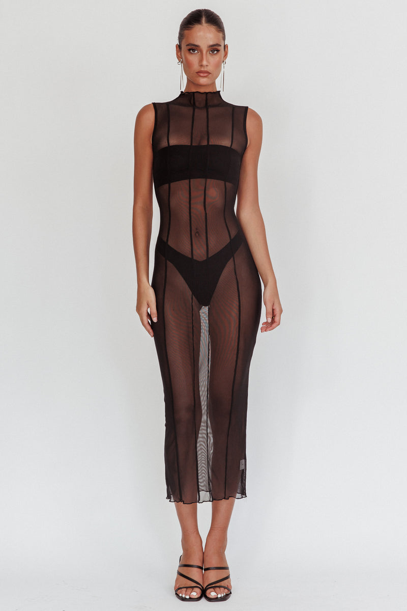 Shop the Ciera Sheer Maxi Dress Black | Selfie Leslie