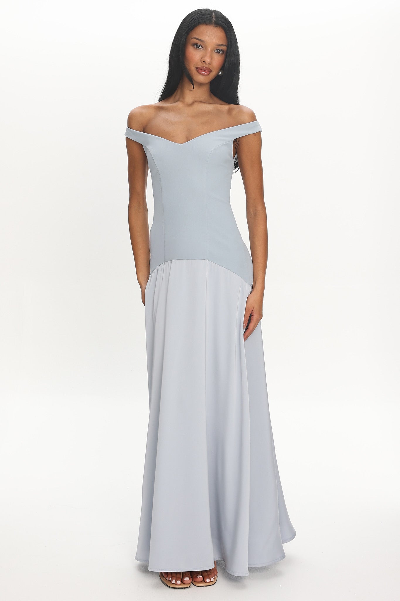Hestia Off-Shoulder Maxi Dress Pale Blue