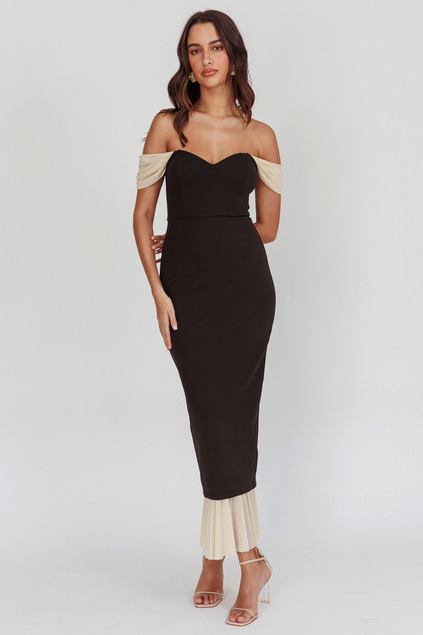 off the shoulder bodycon maxi dress Freesia Off Shoulder Bodycon Maxi Dress Black