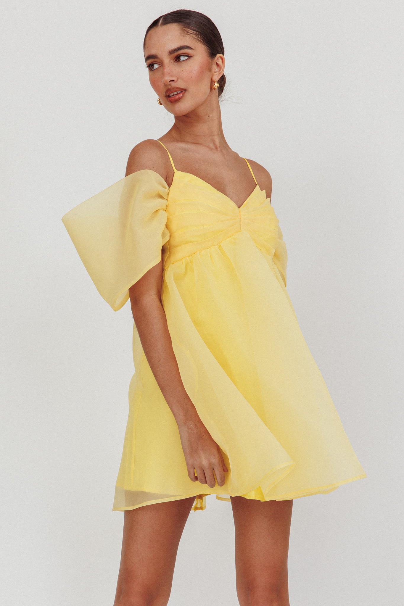 little yellow dress Liar Organza Mini $70 Zara SHIRT DRESS-Gray stretch cotton poplin casual day mini dress Style:A4 & US letter