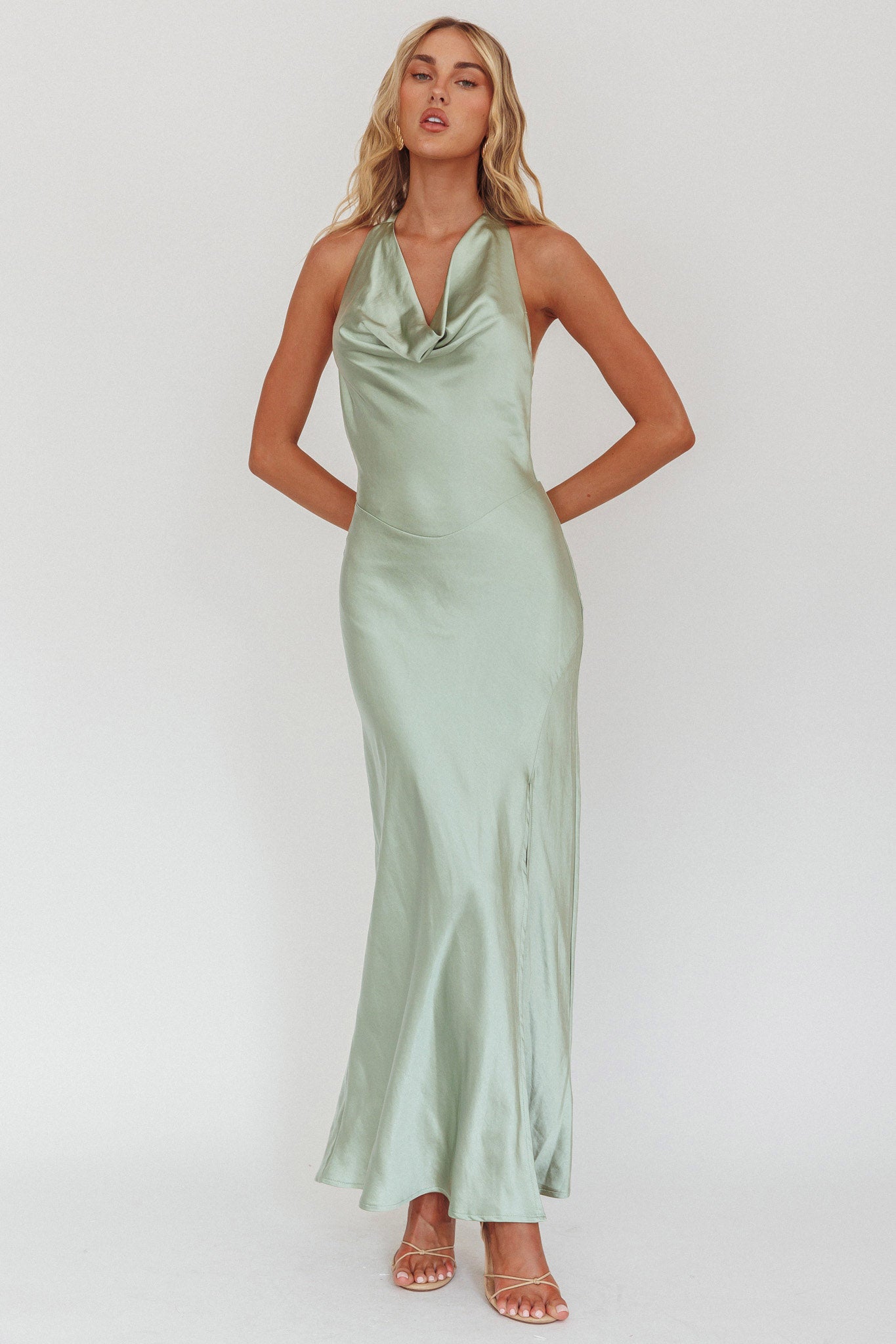 Shop the Element Tied Halter Maxi Dress Sage