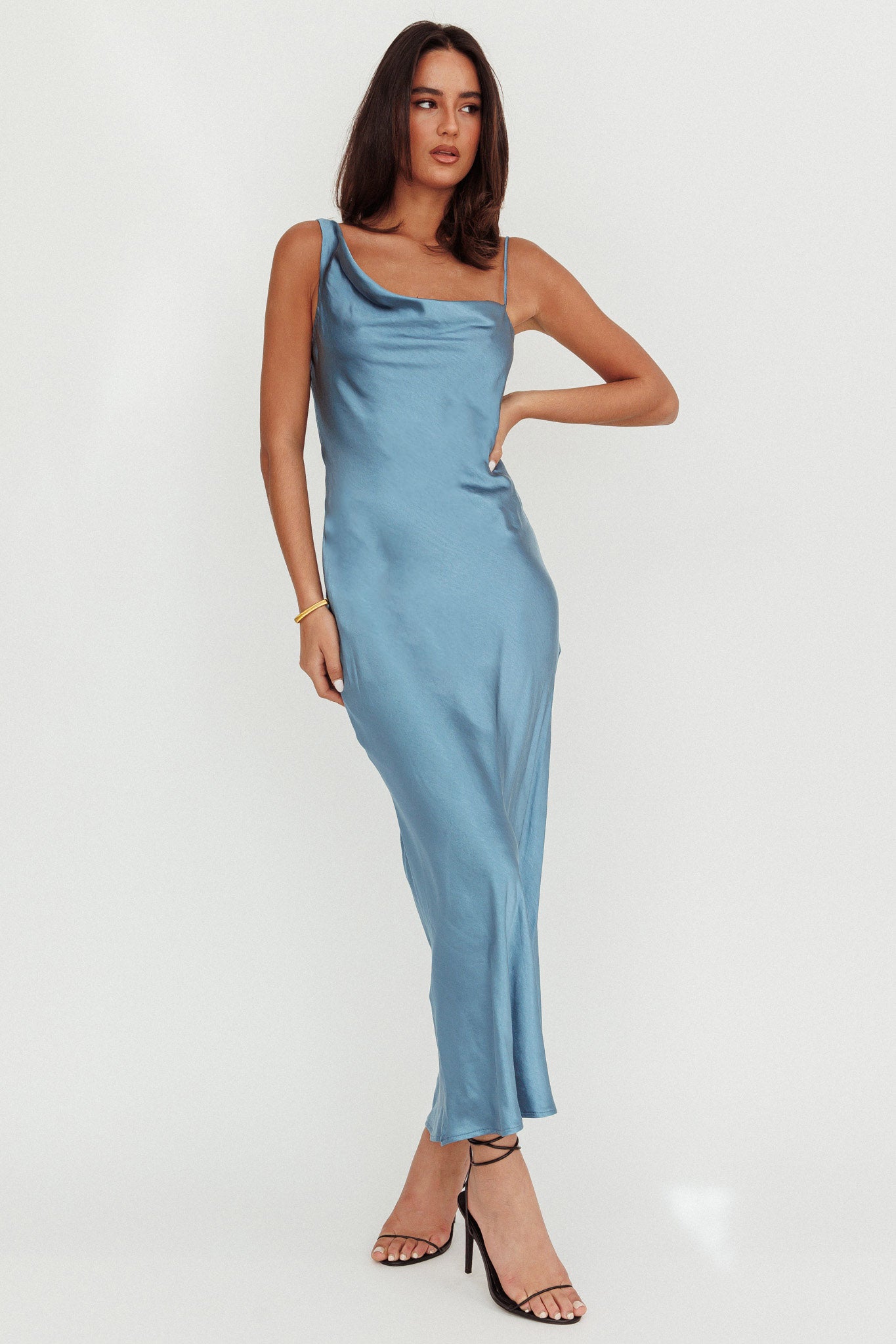 Treats Cowl Back Satin Maxi Dress Steel Blue | Selfie Leslie Treats Cowl Back Satin Maxi Dress Steel Blue | Selfie Leslie