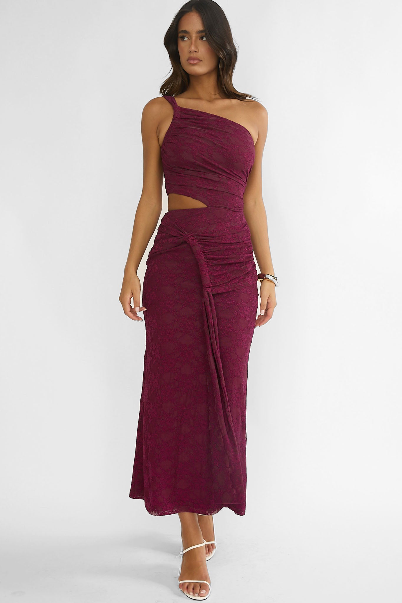 strapless open back dress One Shoulder Short Chiffon Online Bridesmaid Dress Purple Formal Dress(BM280)  – DaisyFormals-Bridesmaid and Formal Dresses in 59+ Colors main image 1