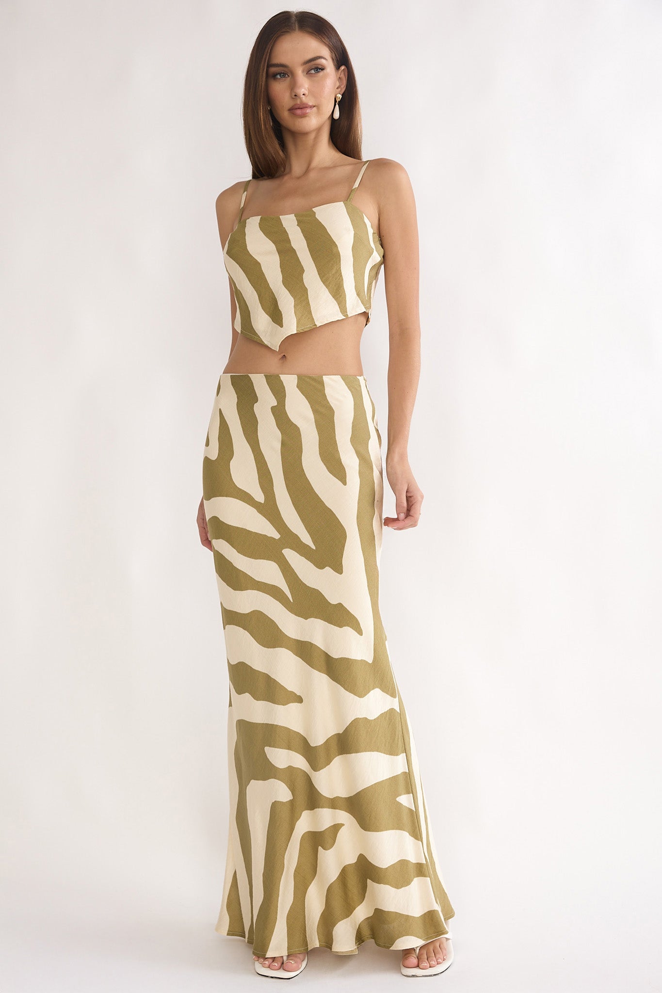 レディースウェア #THUNDER STRIPES W-P SKIRT - KHAKI Blythe Maxi Skirt Zebra Khaki | Selfie Leslie