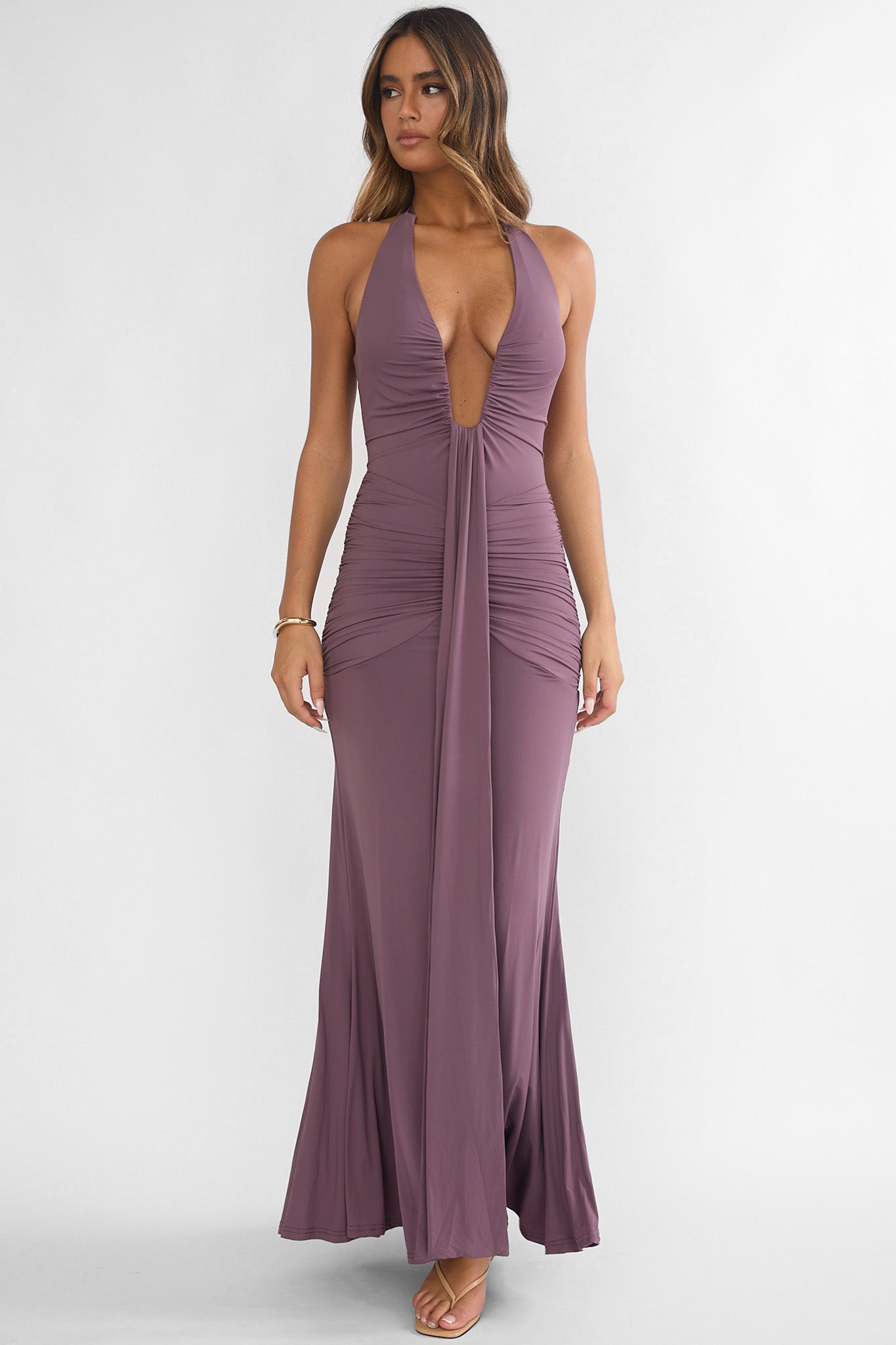 halter ruched maxi dress Janessa Maxi Dress