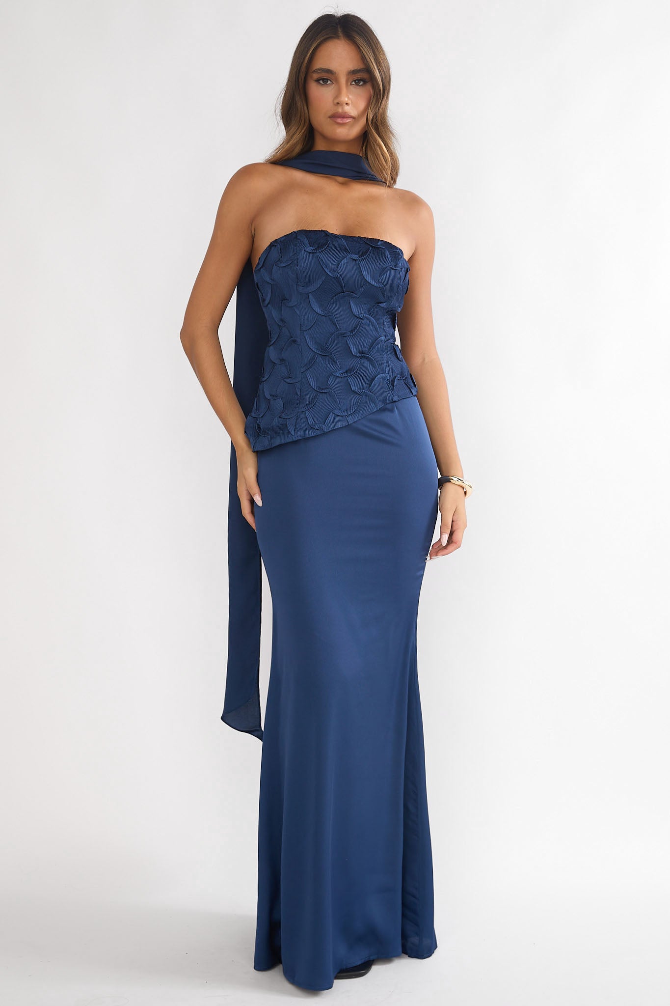 Veradis Strapless Scarf Maxi Dress Navy Veradis Strapless Scarf Maxi Dress Navy