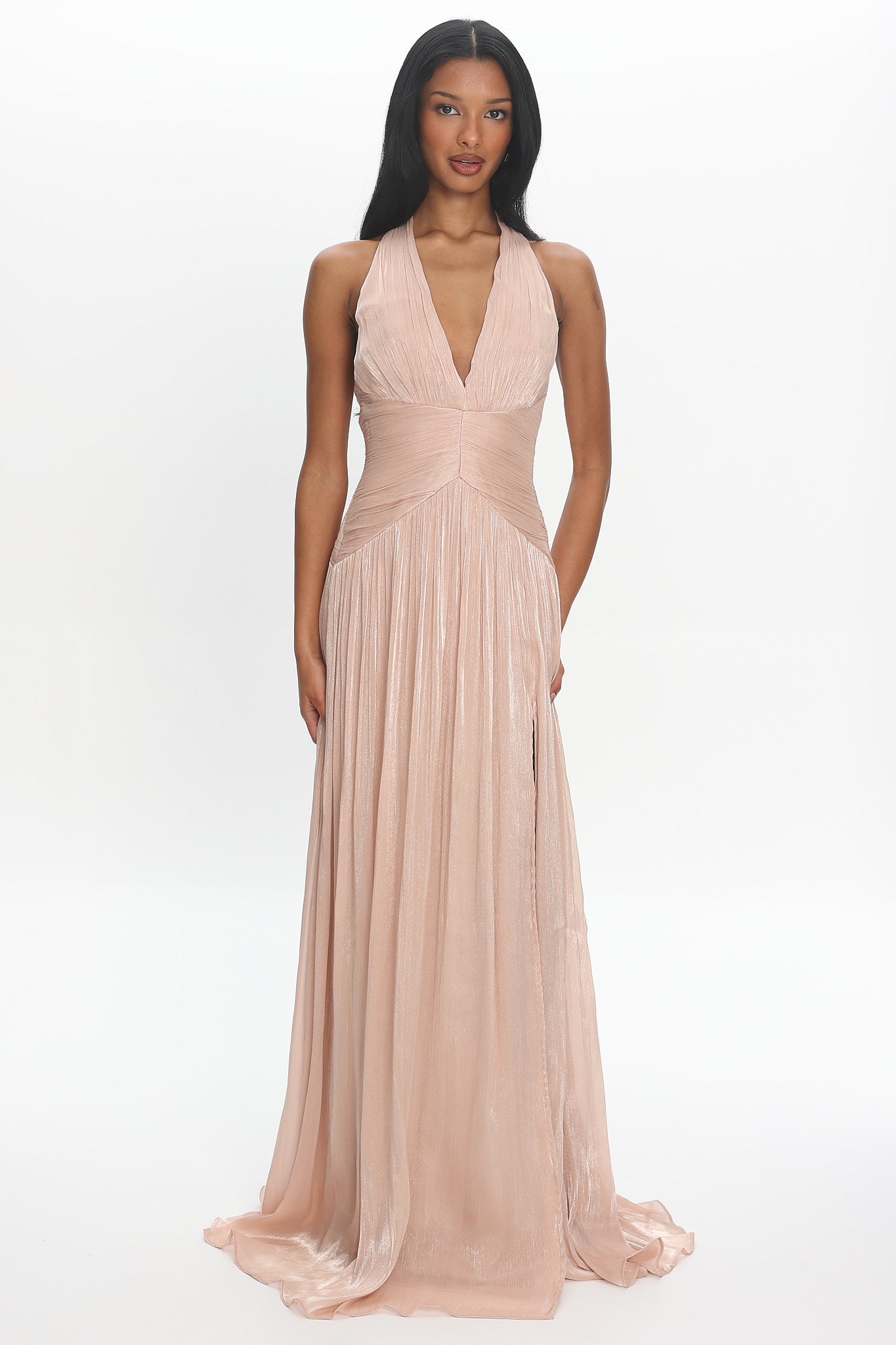 halter special occasion dresses Champagne Wishes Gown Champagne Solid Staples