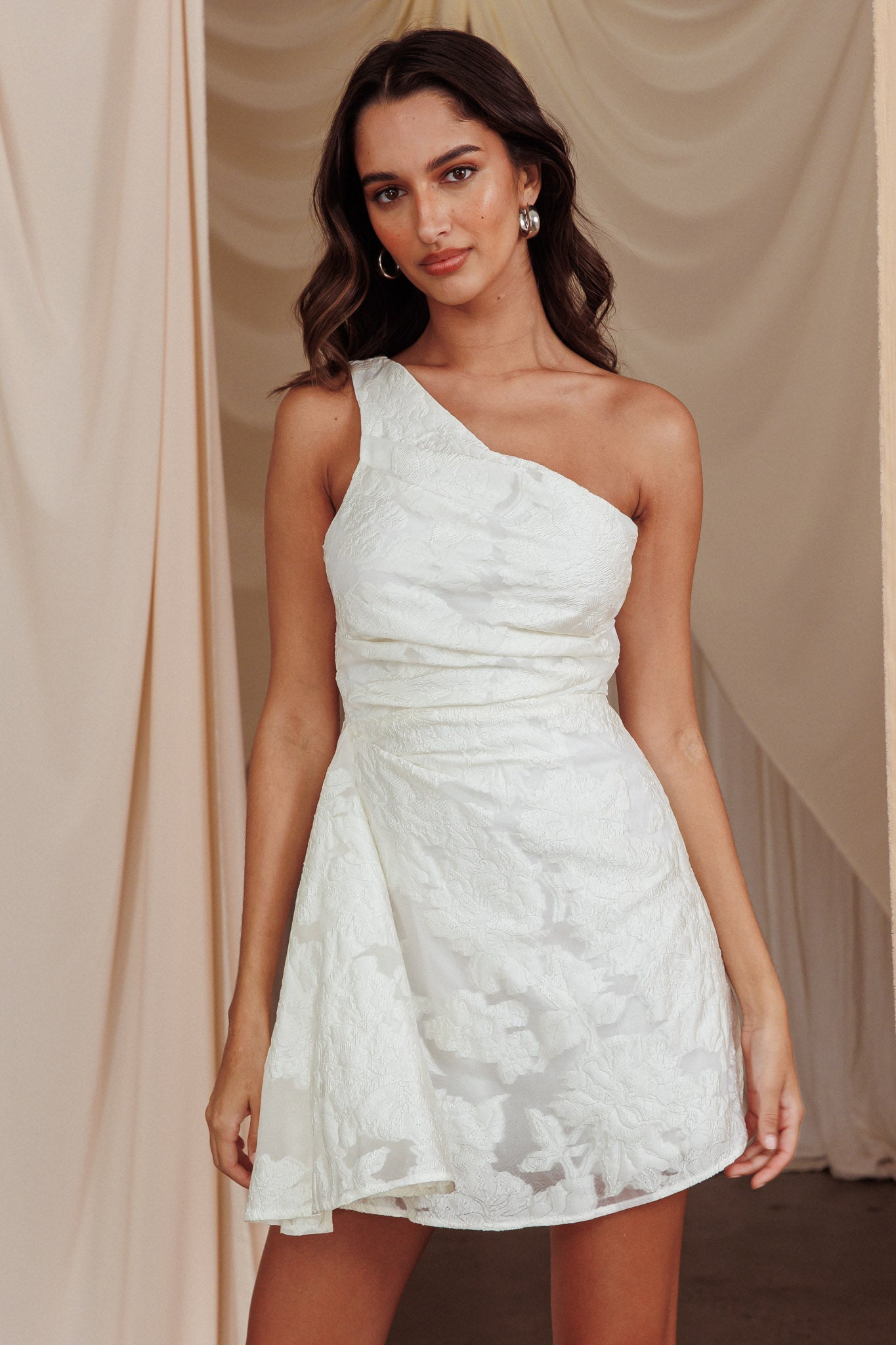 Inner Power One-Shoulder Mini Dress White Inner Power One-Shoulder Mini Dress White