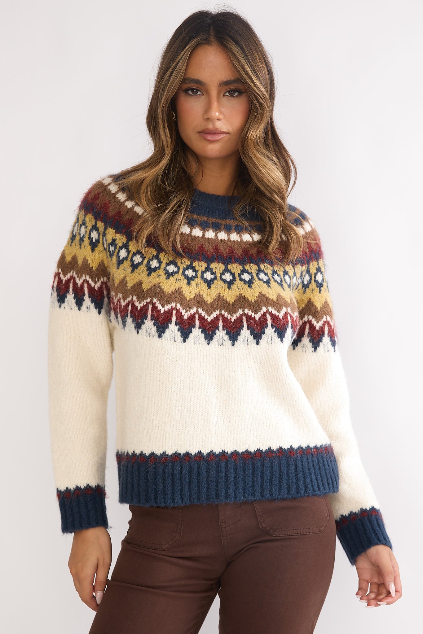 Irelia Long Sleeve Knit Top Ivory Multi– Selfie Leslie Irelia Long Sleeve Knit Top Ivory Multi– Selfie Leslie