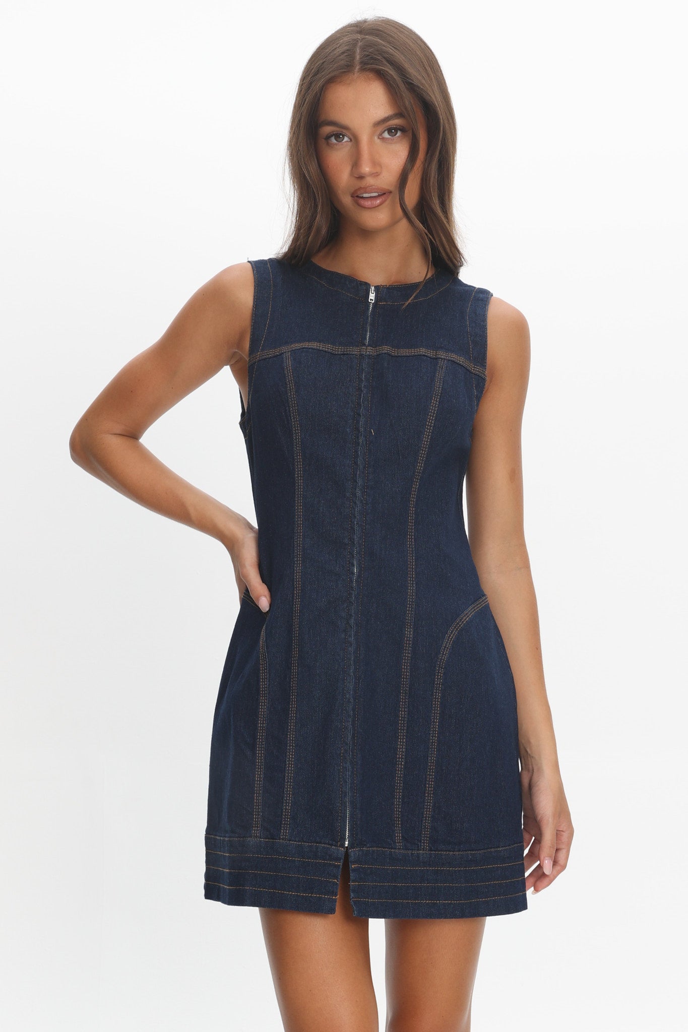 zipper front mini dress LASCANA Women's Zipper Detail Mini Dress Zipper, Size: 6, Black