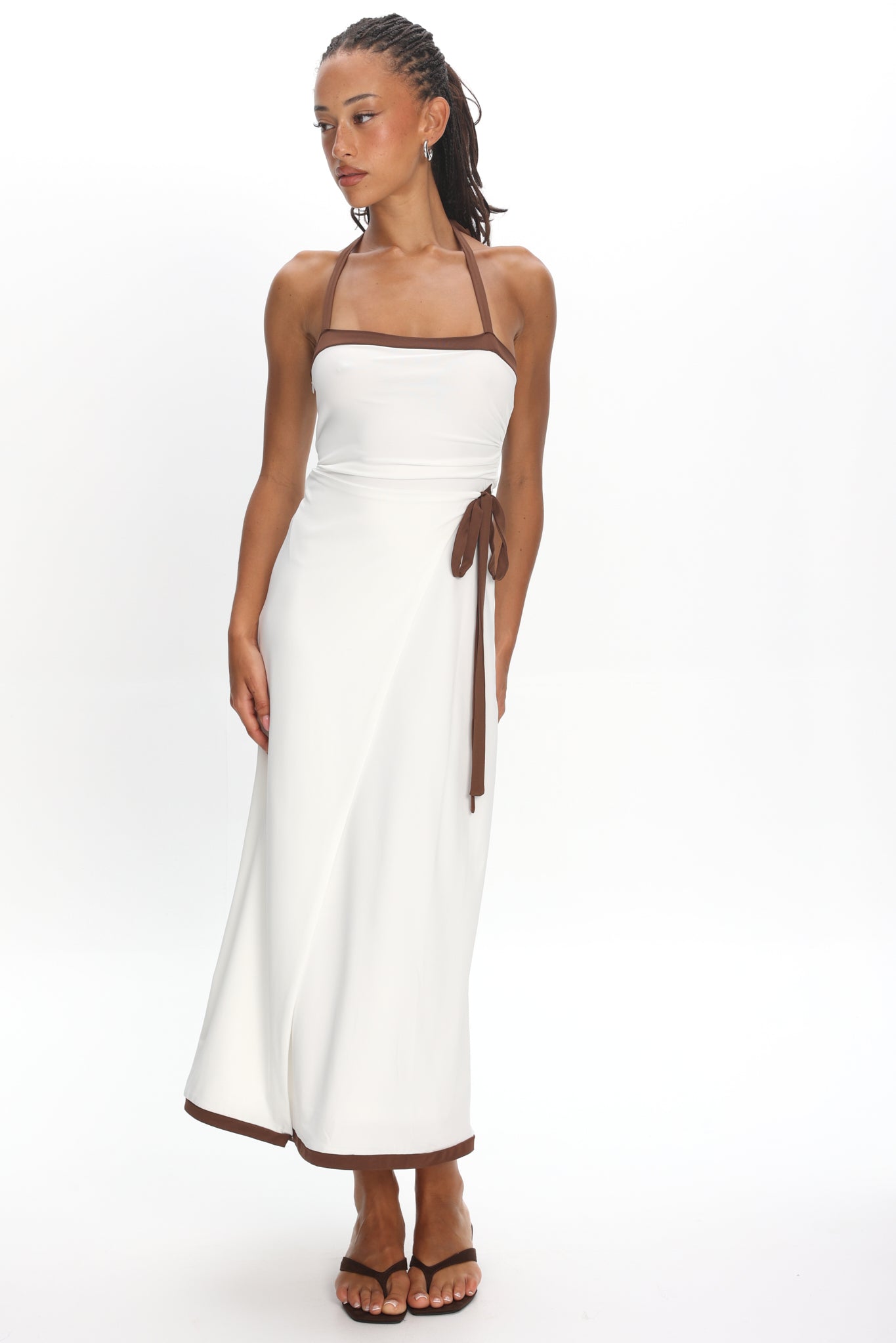 Belira Wrap Front Midi Dress Ivory S Belira Wrap Front Midi Dress Ivory S