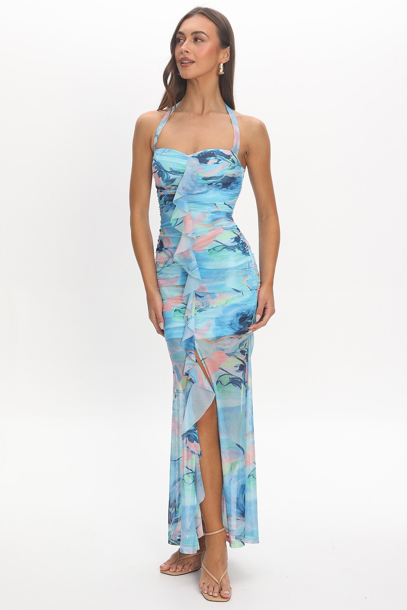 long flounce dress Tropical Flounce Midi Dress by EY Boutique