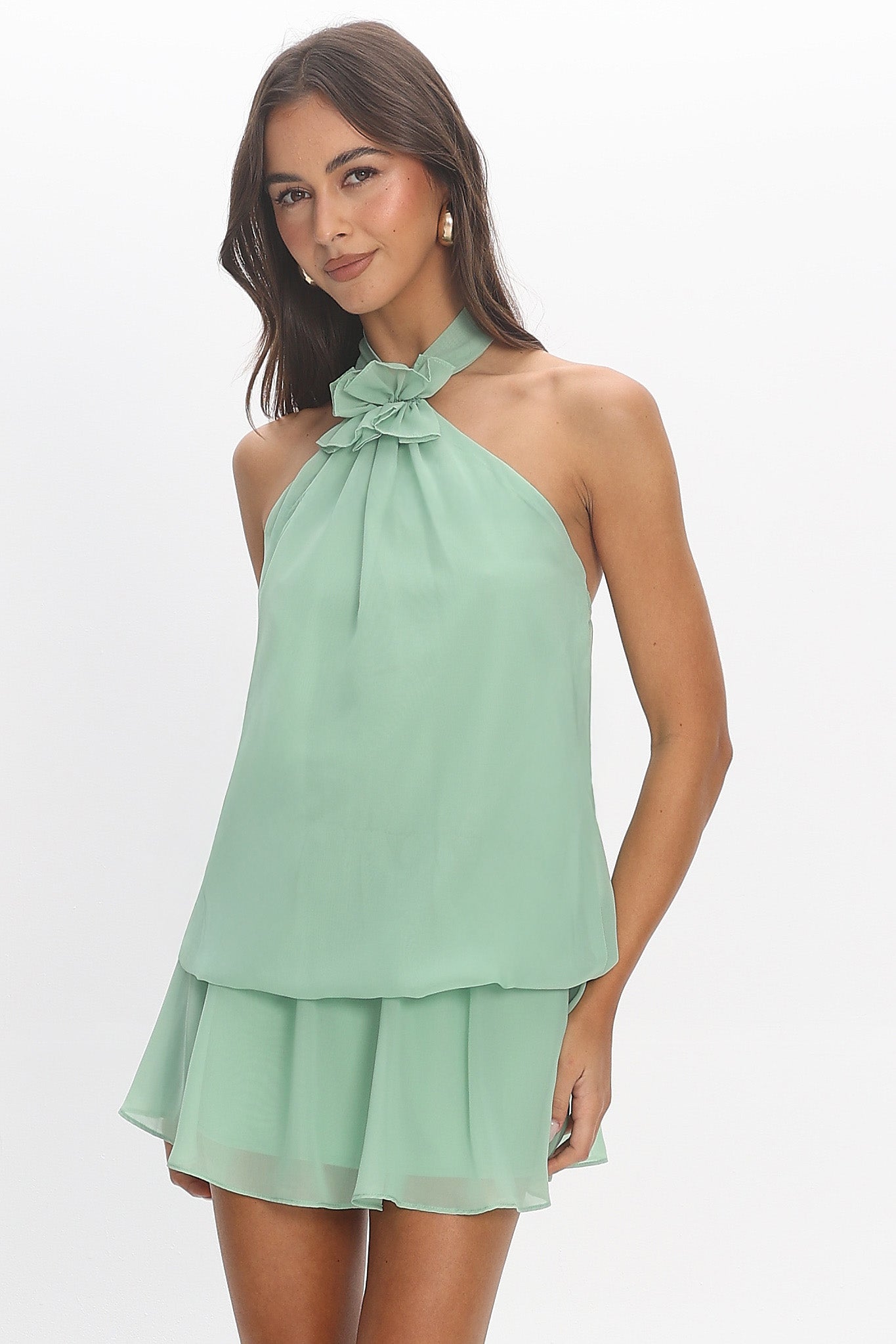 halter top mini dress Elisabeth Twist in White Halter Cowl Neck Bodycon Dress In White is your go Isabetta Halter Mini Dress |