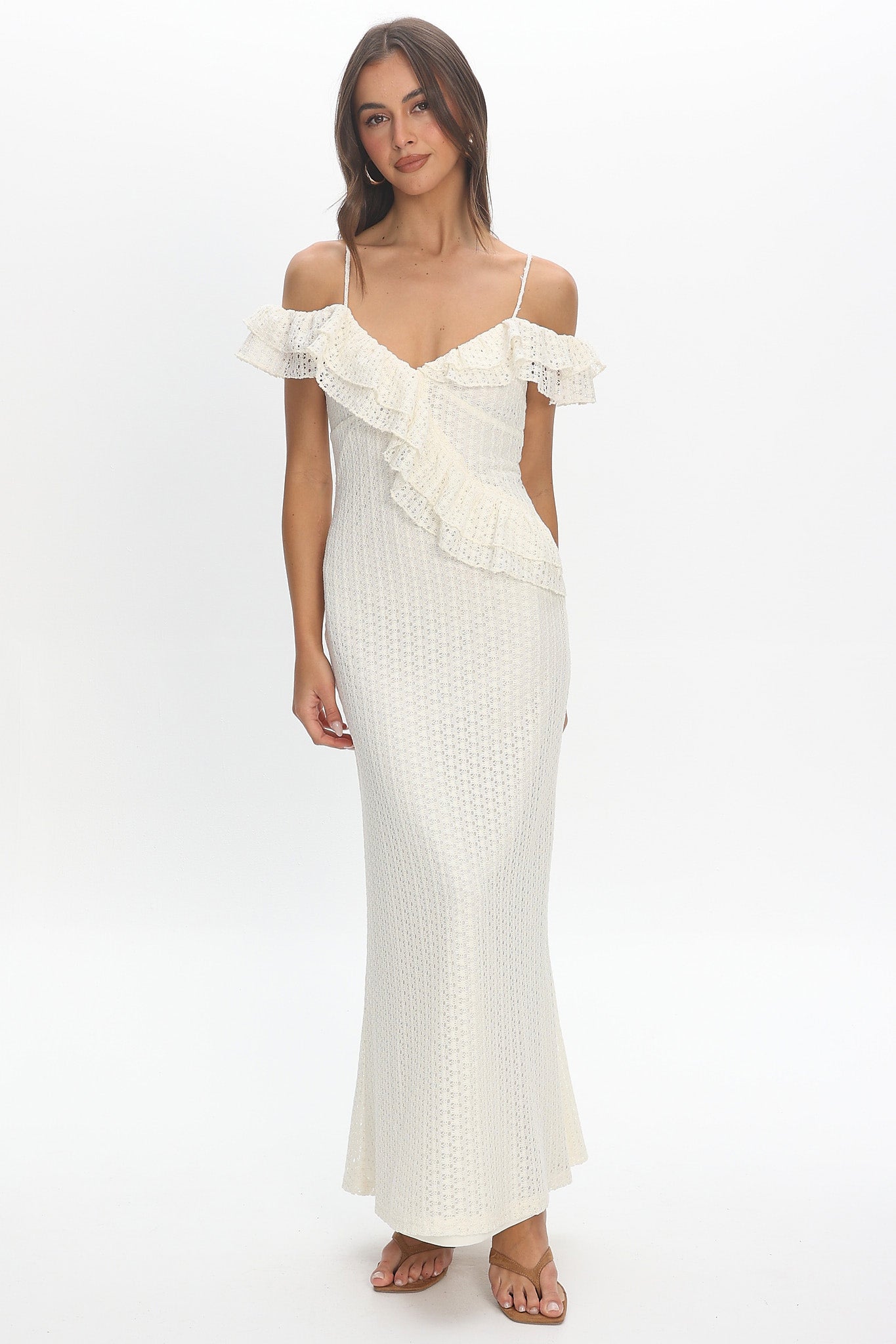 ivory crochet maxi dress Nobleese Viridian Green