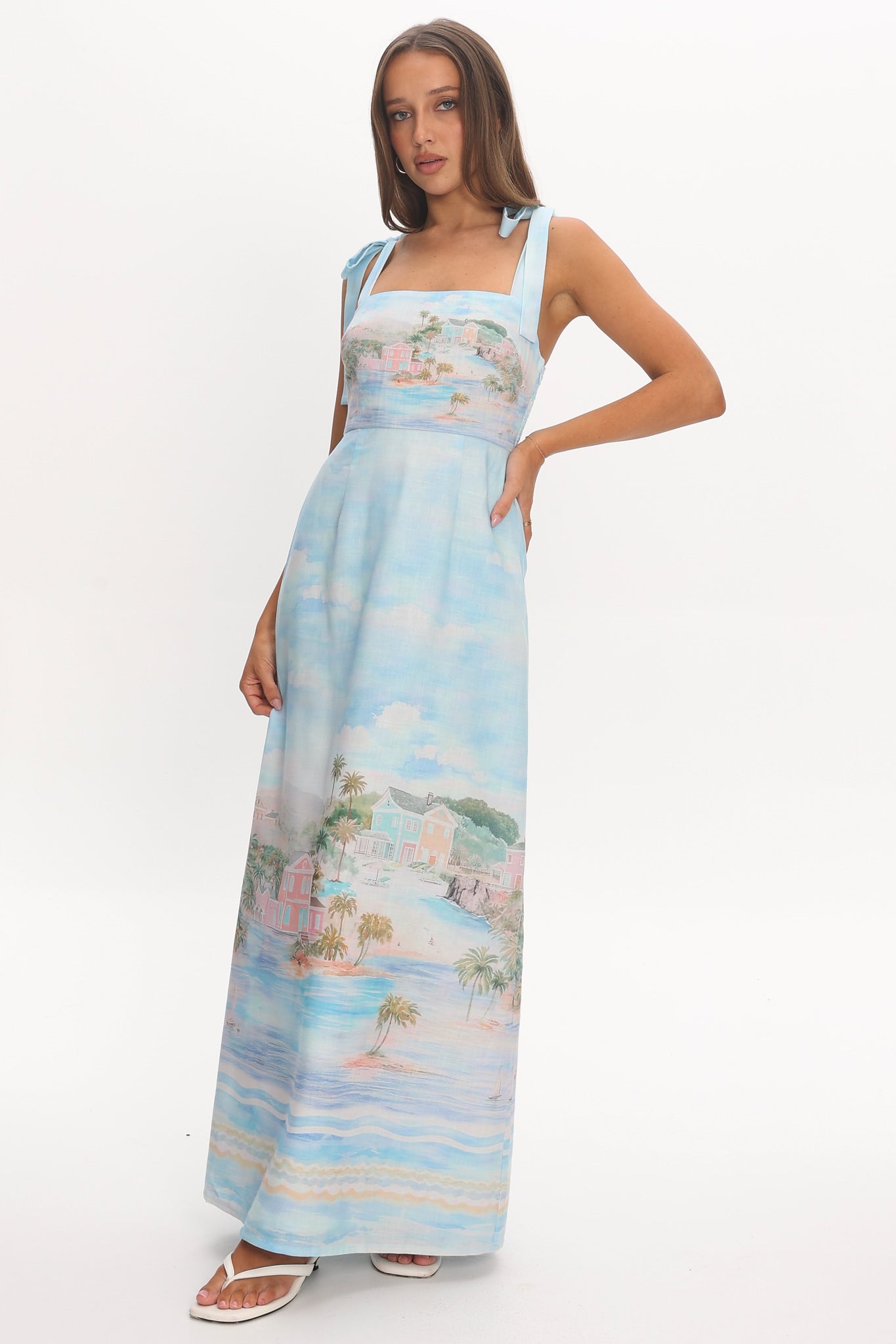 Cove Hideaway Tie Strap Maxi Dress Blue