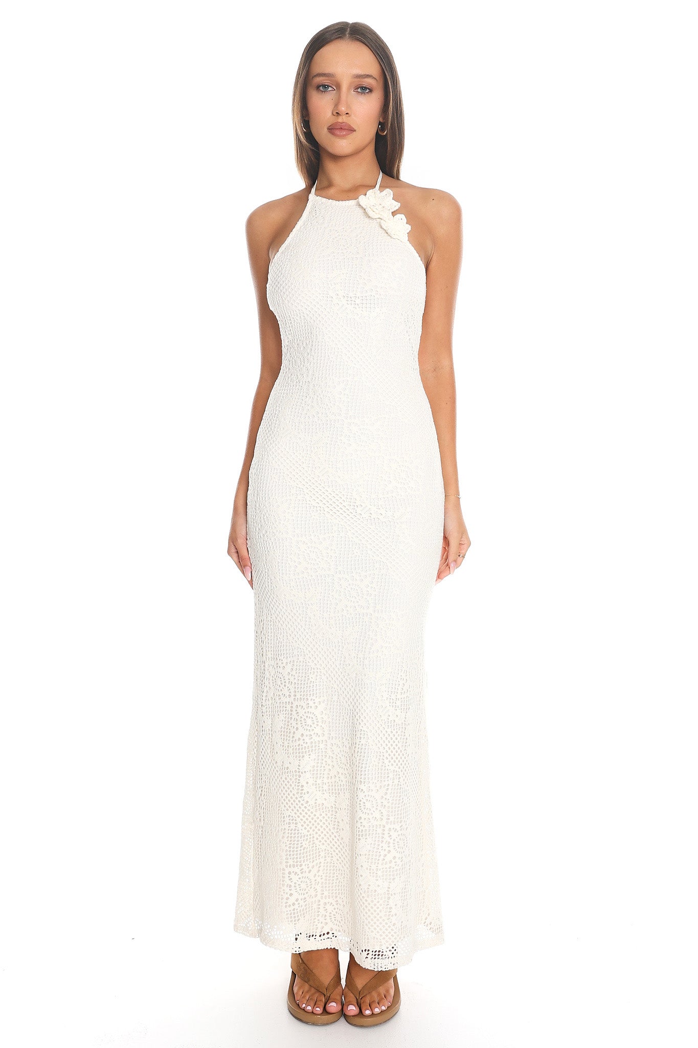 Bahama Breeze Crochet Maxi Dress Ivory