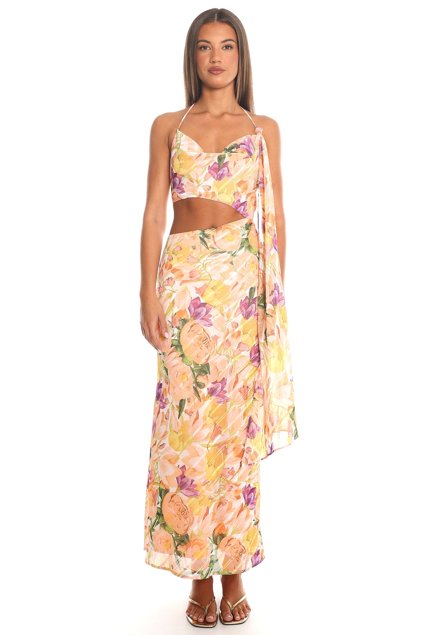 cutout halter maxi dress Orchard Kiss Cut-Out Orange available_online