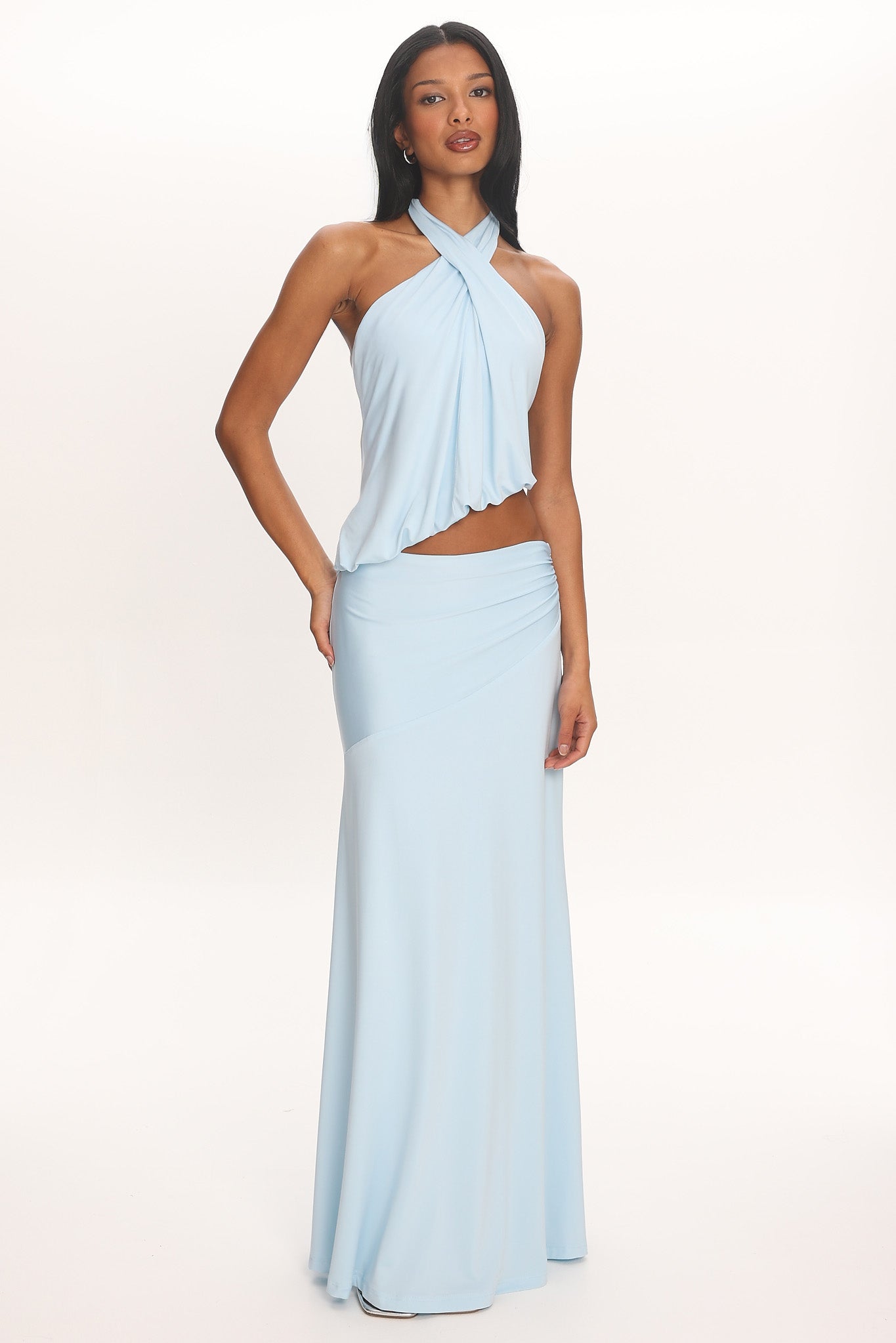 Midnight Monsoon Maxi Skirt Baby Blue
