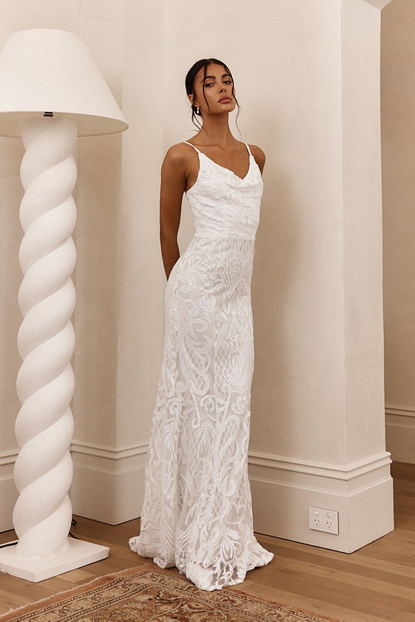 Cezanne Sequin Cowl Neck Maxi Dress White | Selfie Leslie Cezanne Sequin Cowl Neck Maxi Dress White | Selfie Leslie