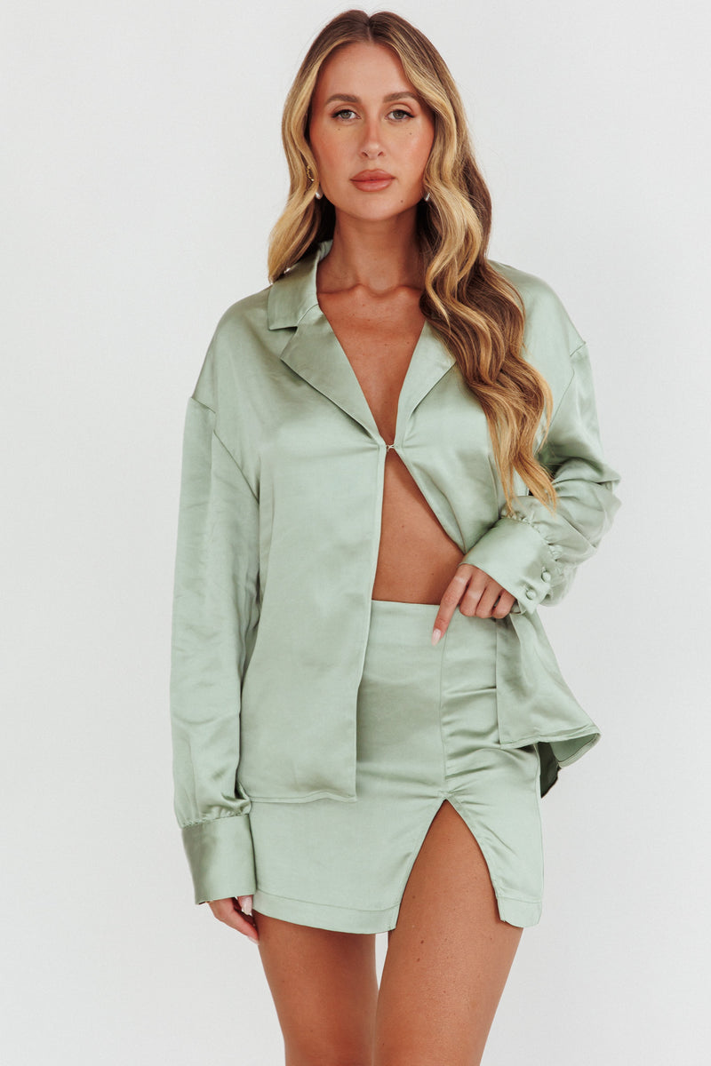 Kari Satin Mini Skirt Lime