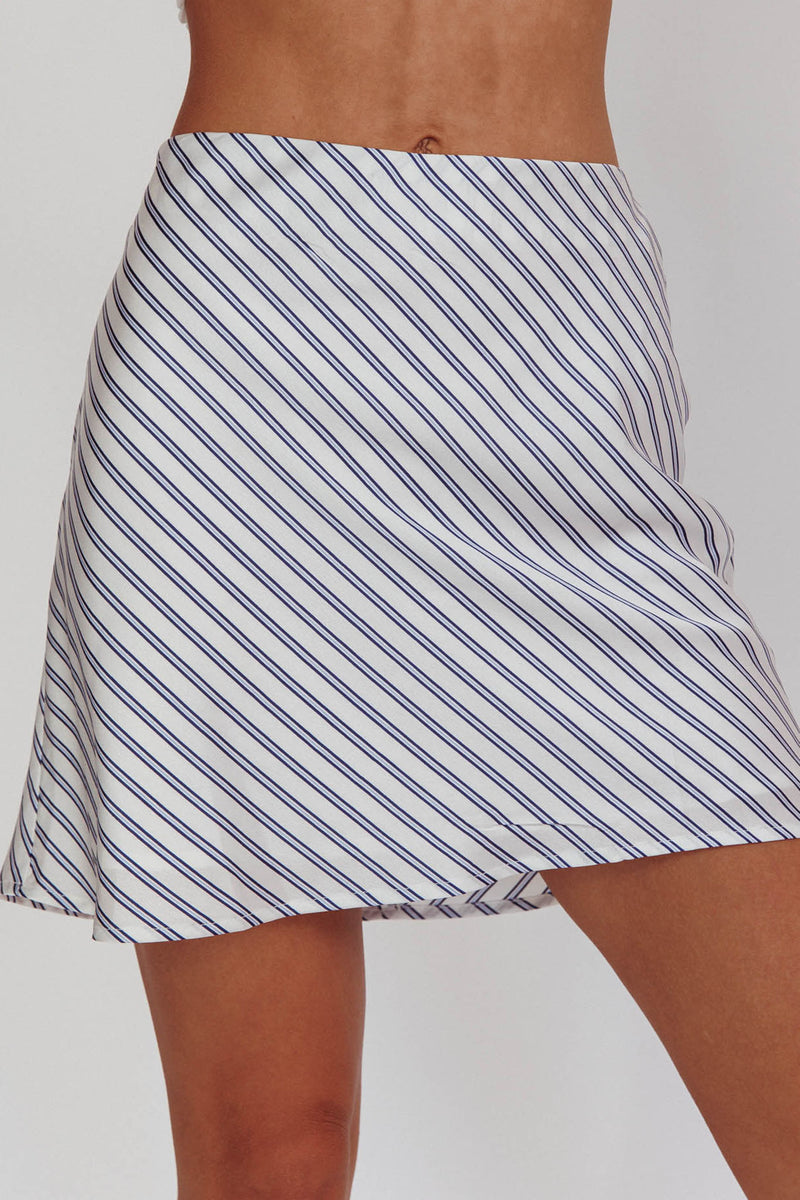 Shop the Miss Independent A-Line Mini Skirt Stripe Blue/Ivory