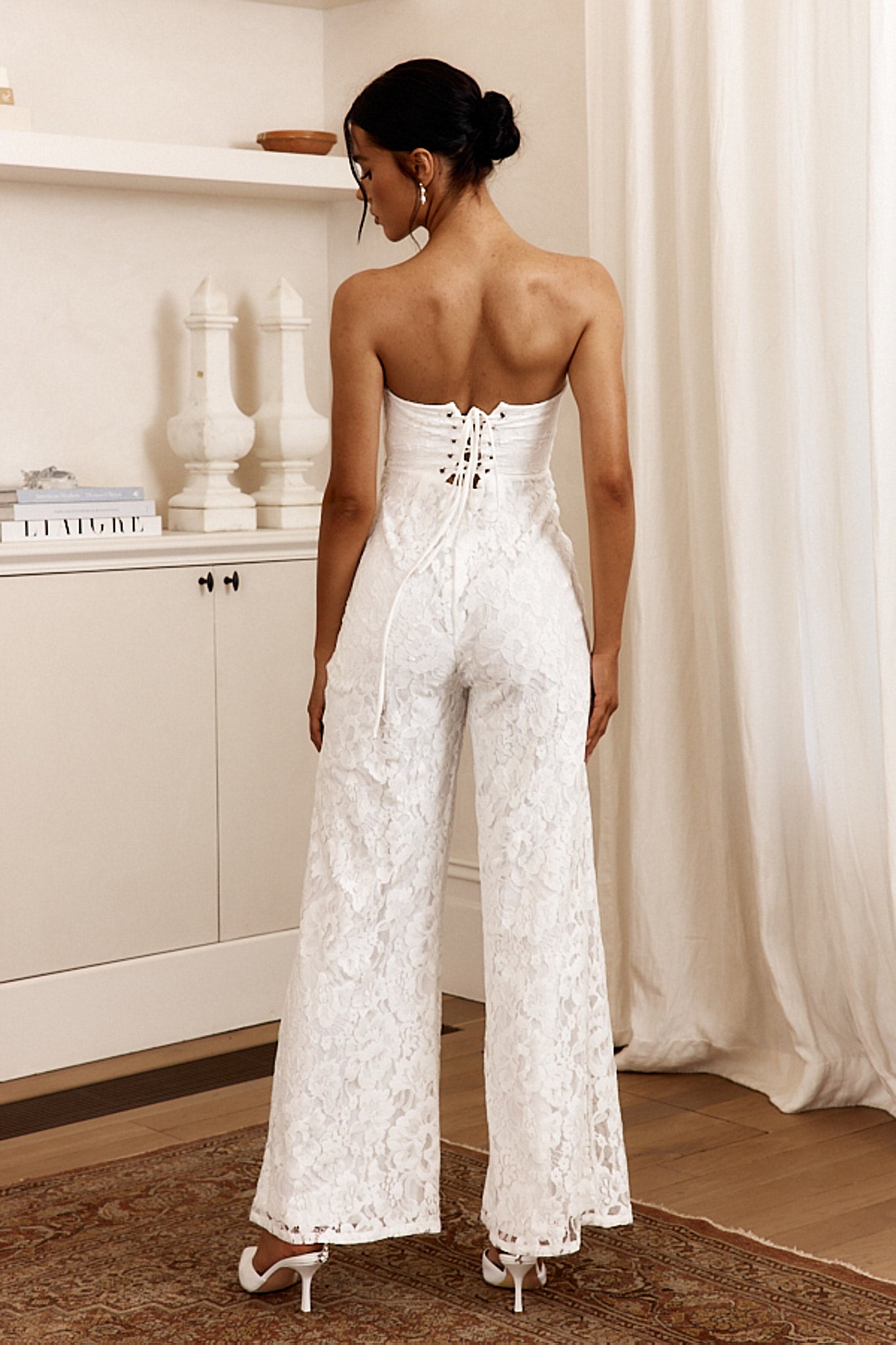 Ankita Strapless Lace Jumpsuit White by Selfie Leslie
