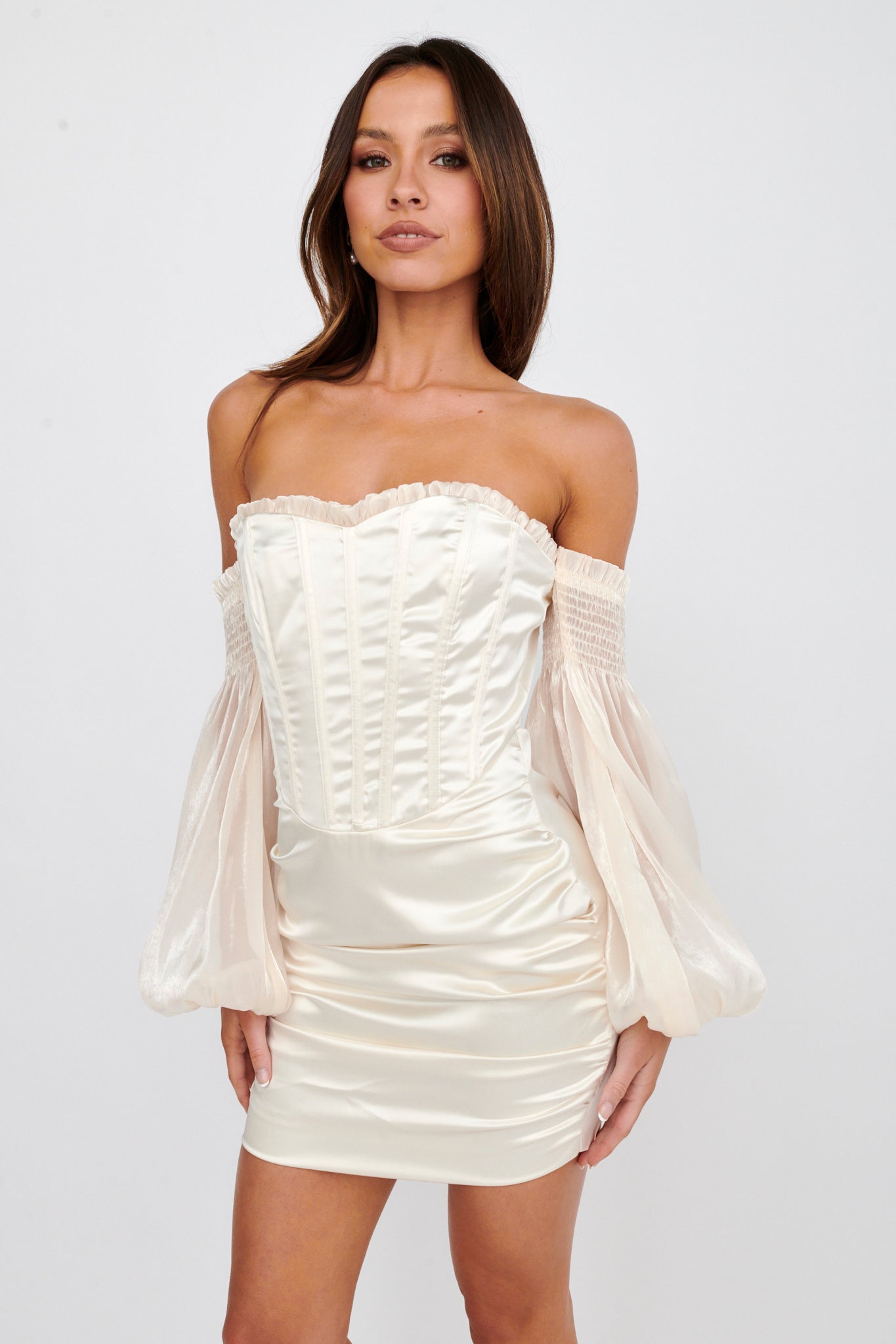 Dance The Night Corset Bodice Mini Dress Cream Dance The Night Corset Bodice Mini Dress Cream