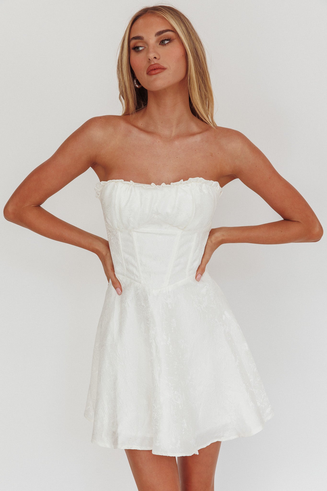 Savanna Corset Bodice Mini Dress Ivory - XL Savanna Corset Bodice Mini Dress Ivory - XL