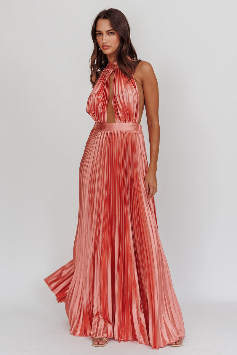 A Hem Pleated Rose Dress