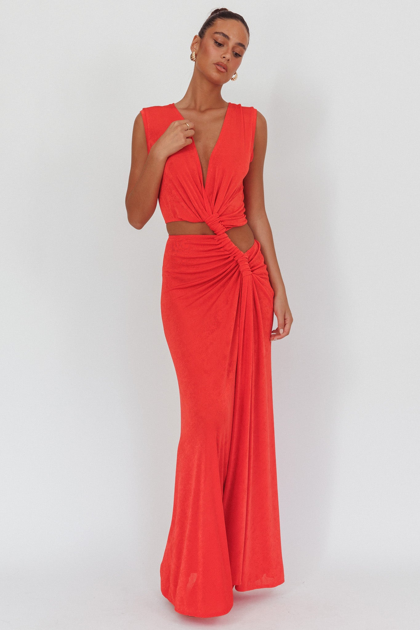 Mimosa Twist Waist Maxi Dress Coral | Selfie Leslie Mimosa Twist Waist Maxi Dress Coral | Selfie Leslie