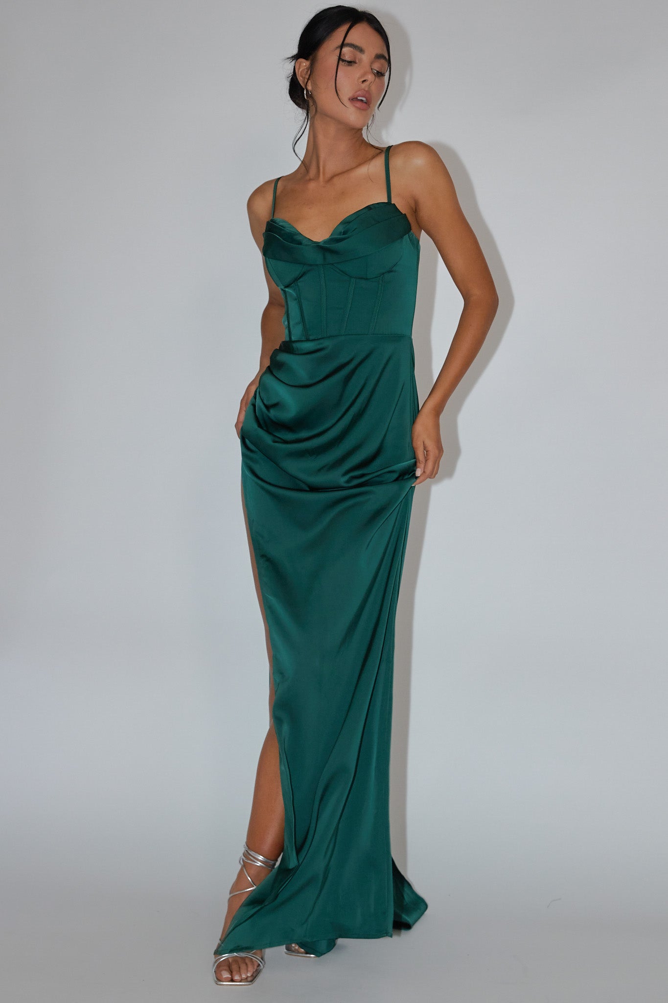 Secret Sweetheart Neckline Split Maxi Dress Hunter Green | Selfie Leslie Secret Sweetheart Neckline Split Maxi Dress Hunter Green | Selfie Leslie