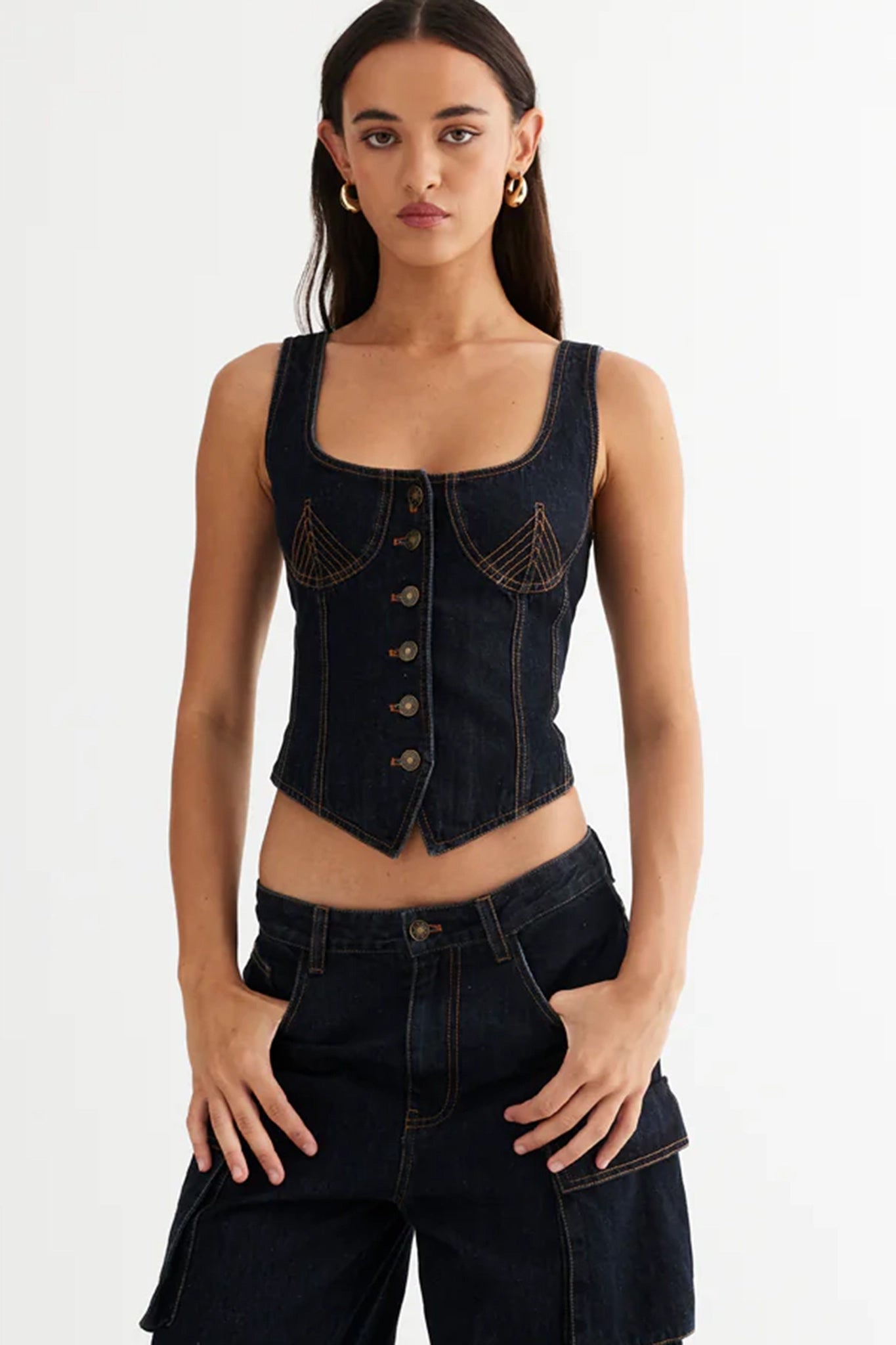 LIONESS After Hours Corset Dark Denim– Selfie Leslie
