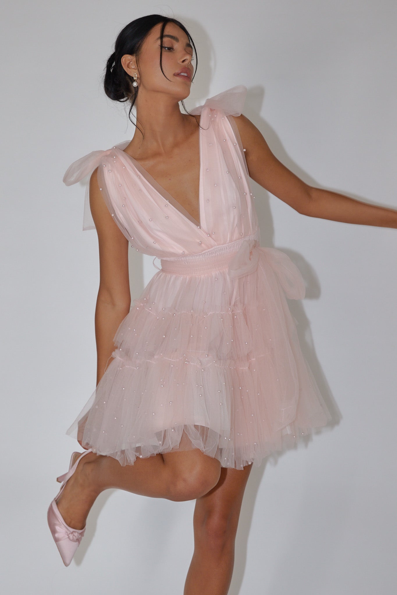 knee length dresses for ladies Pink Tweed Mini Dress - All Dresses main image 0