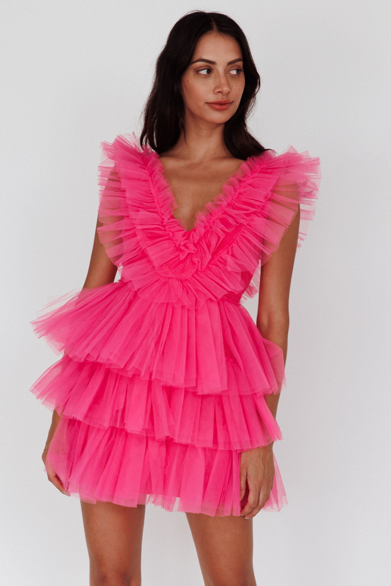 Froufrou Layered Tulle Mini Dress Hot Pink Froufrou Layered Tulle Mini Dress Hot Pink