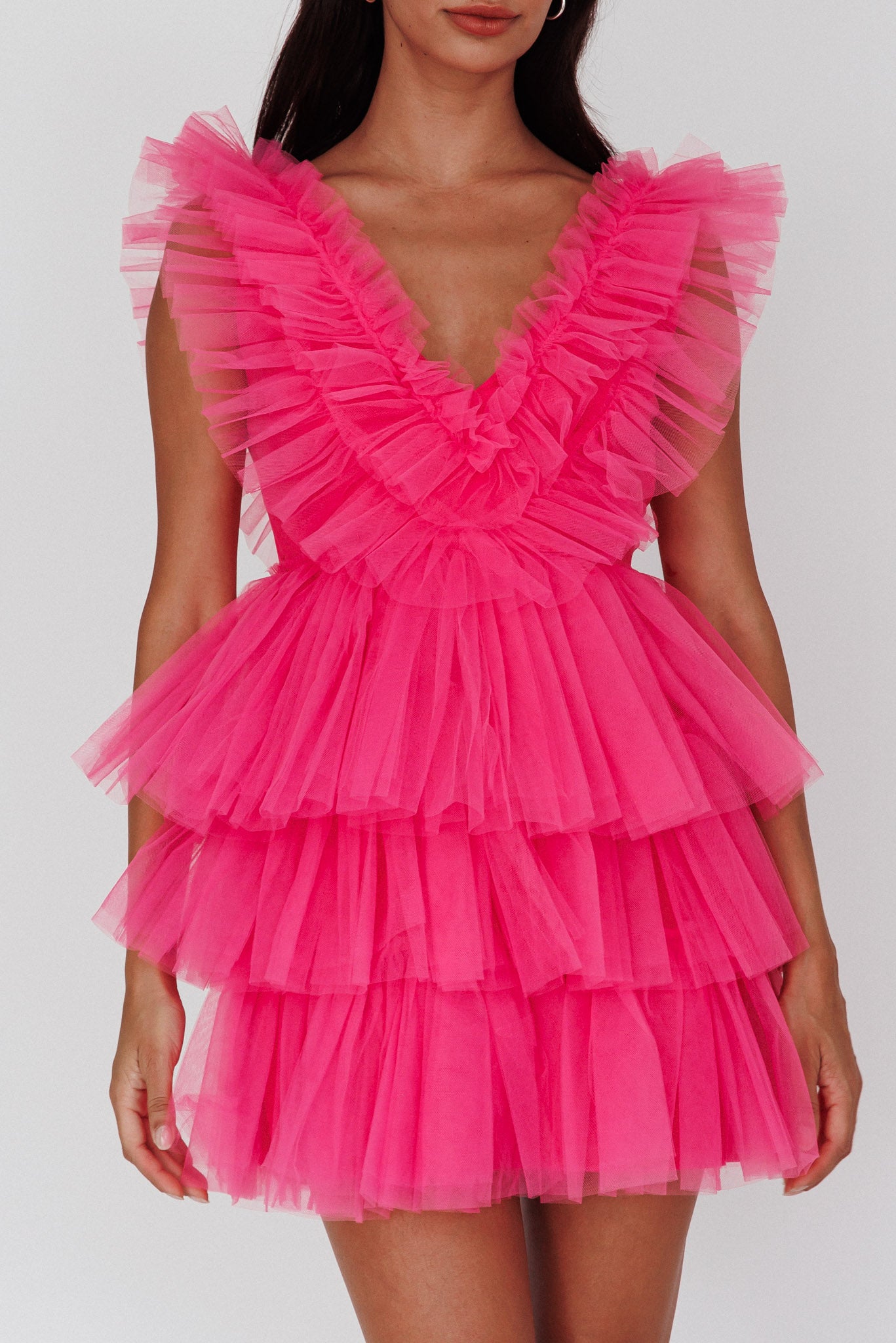 Froufrou Layered Tulle Mini Dress Hot Pink by Selfie Leslie