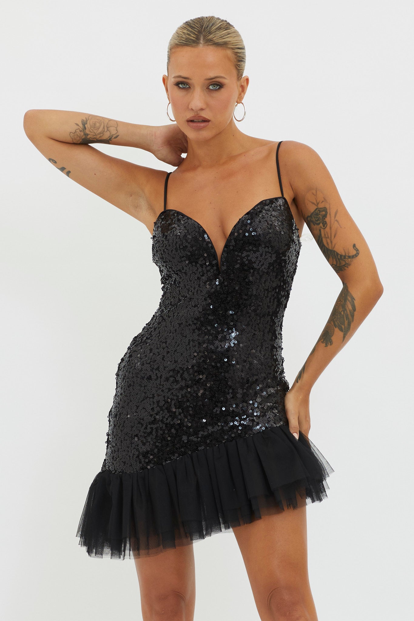 blue dress for baby girl Orielle Tulle Mini Dress - Black main image 0