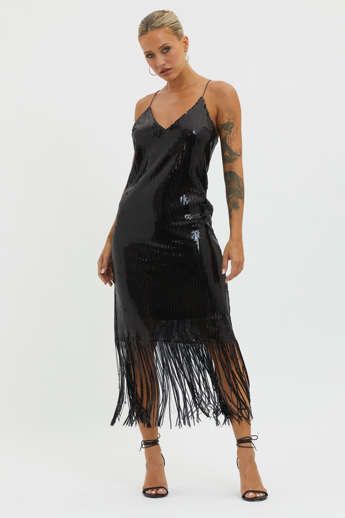 Halo Moon Sequin Fringe Midi Dress Black | Selfie Leslie Halo Moon Sequin Fringe Midi Dress Black | Selfie Leslie