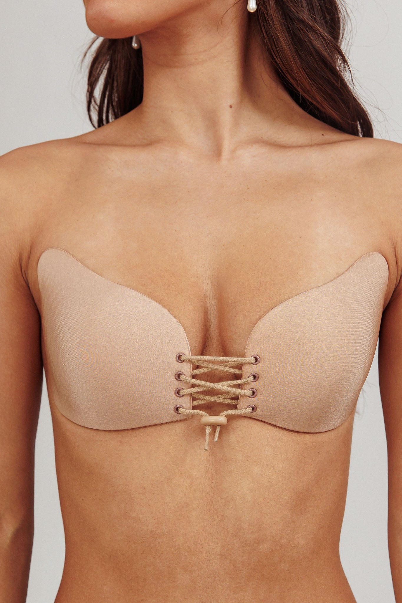 Vito Backless Lace-Up Adhesive Bra Nude