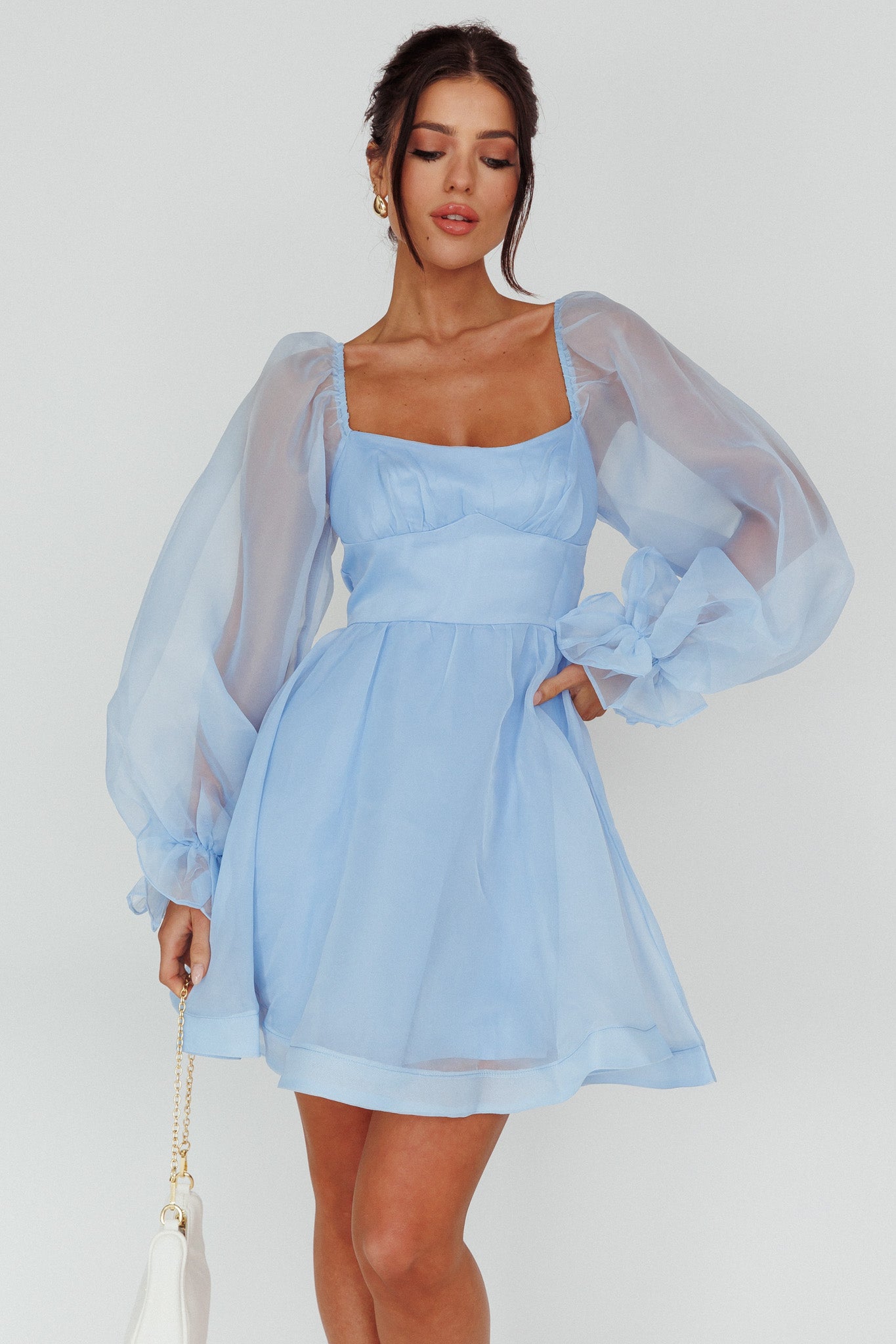 Shop the I've Got Sunshine Long Sleeve Mini Dress Light Blue