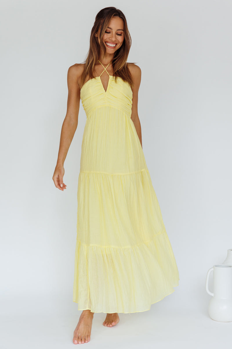 Asiah Ruffle Trim Halterneck Maxi Dress Lavender main image 0