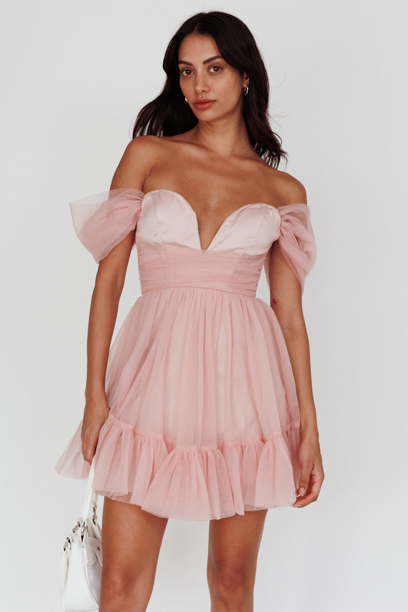 Pixi Off-Shoulder Lace-Up Back Back Dress Pink - XS Pixi Off-Shoulder Lace-Up Back Back Dress Pink - XS