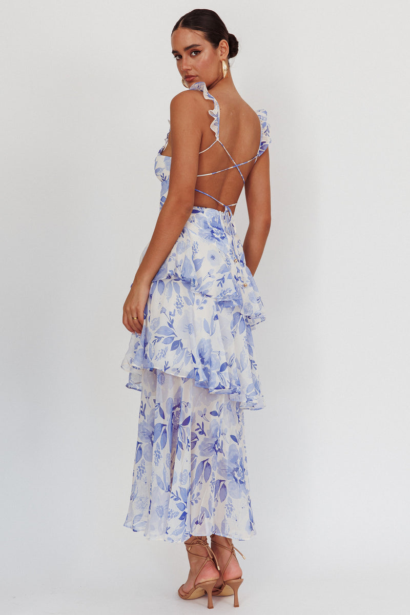 Strappy Back Ruffle Maxi Dress