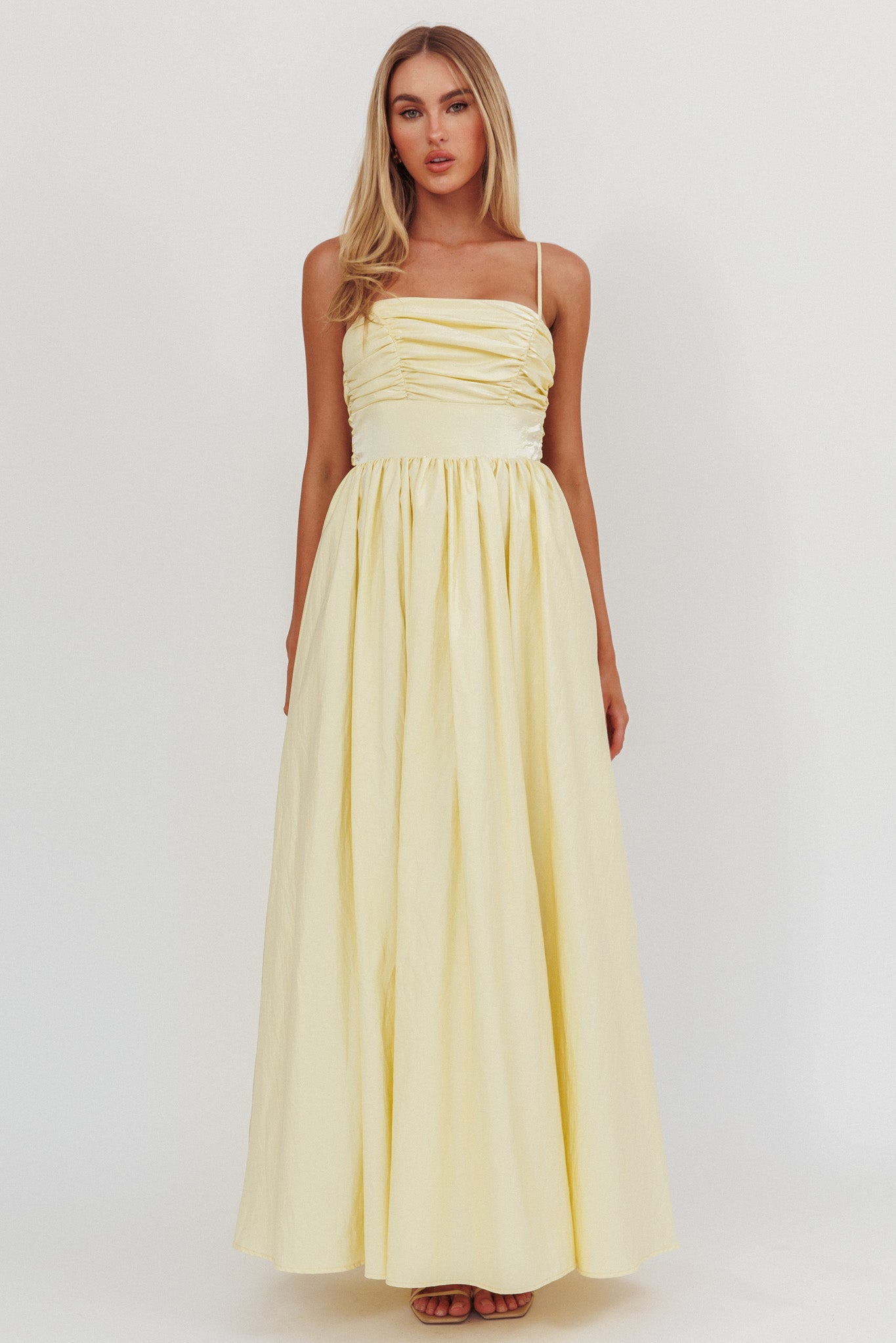 Love Songs Back Bow Maxi Dress Butter– Selfie Leslie