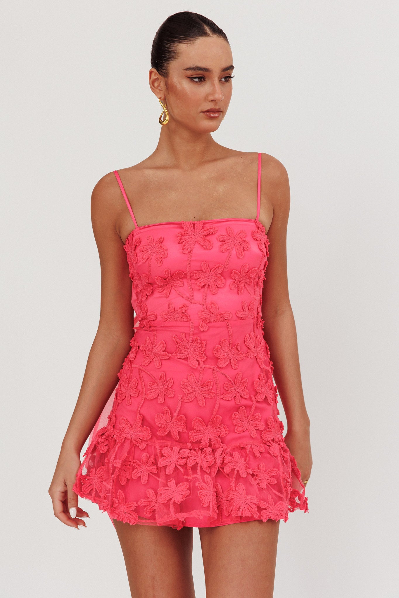 palm tree mini dress Dori Embellished Mini Dress Palm Tree Pink