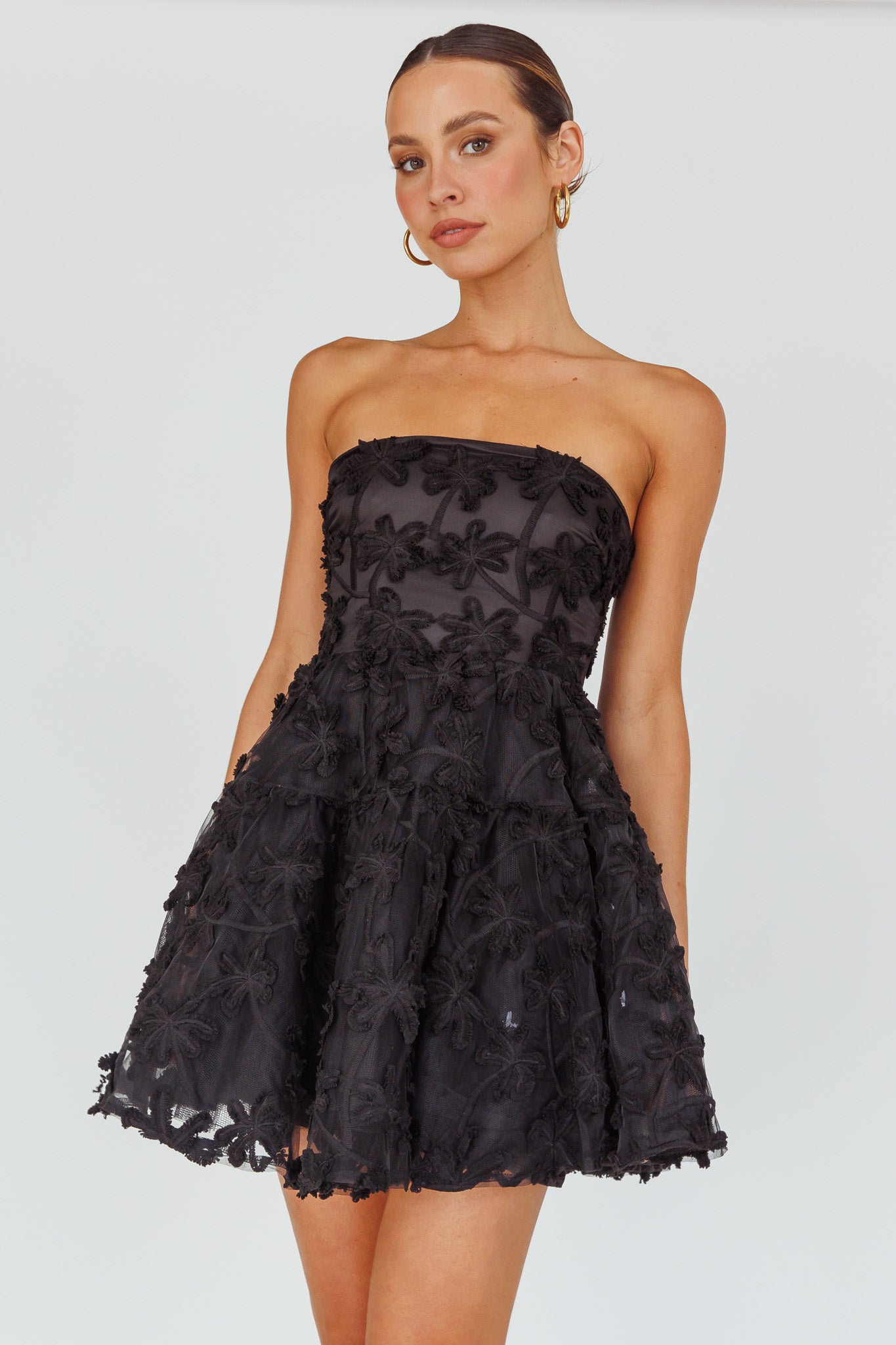 dori floral embellished midi dress Dori Floral Embellished Mini Dress Black