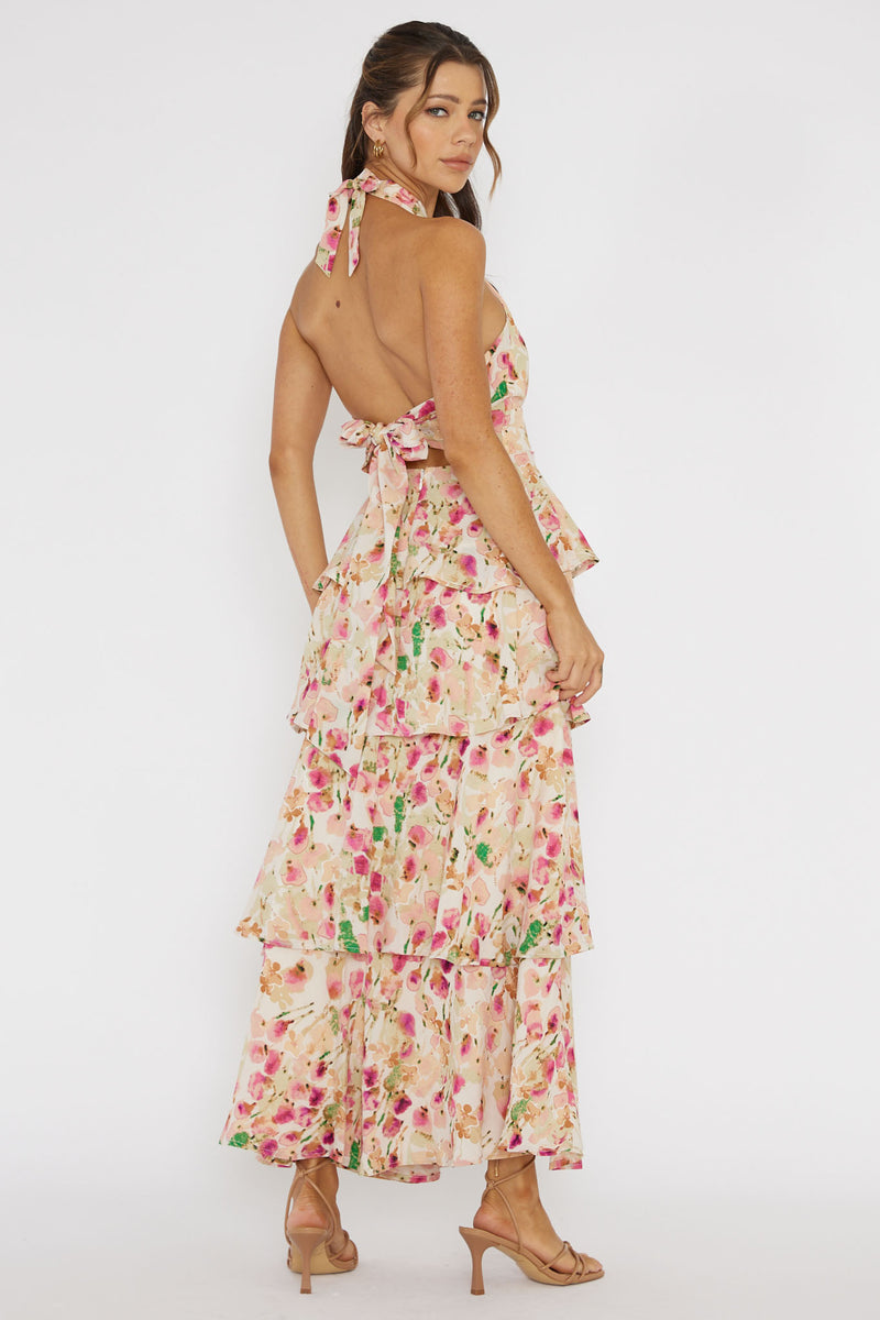 Clemence Vestido Coral-Pink Halterneck main image 1