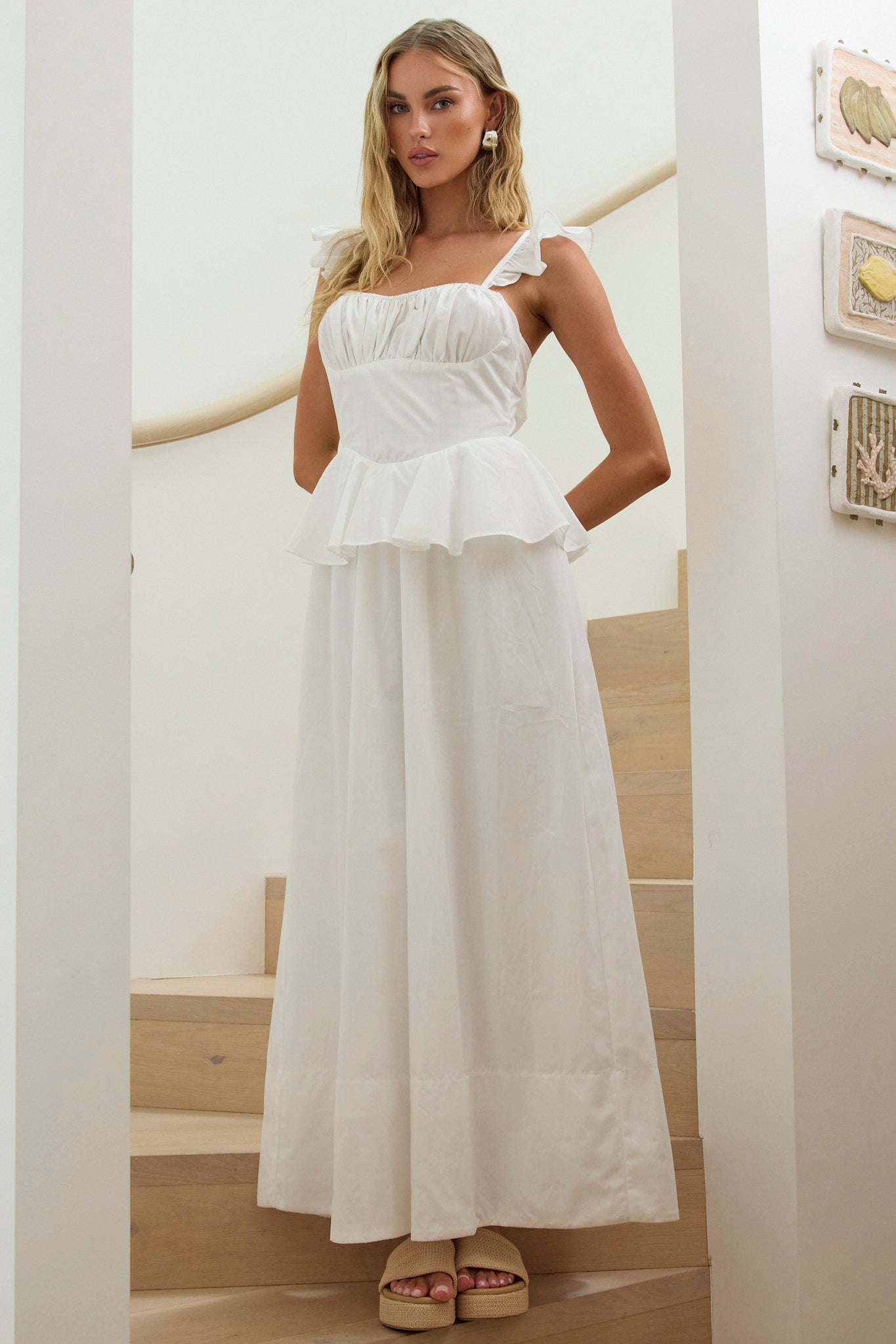 Provence Bloom Peplum Maxi Dress Off White - XL Provence Bloom Peplum Maxi Dress Off White - XL