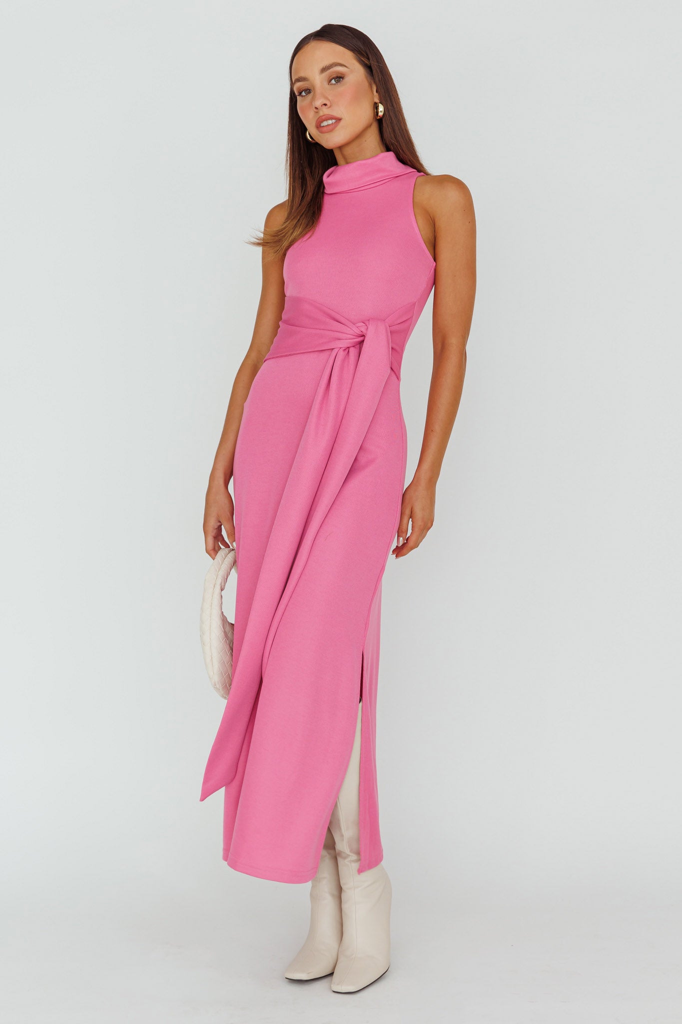 Make A Way Sleeveless Turtleneck Dress Pink by Selfie Leslie