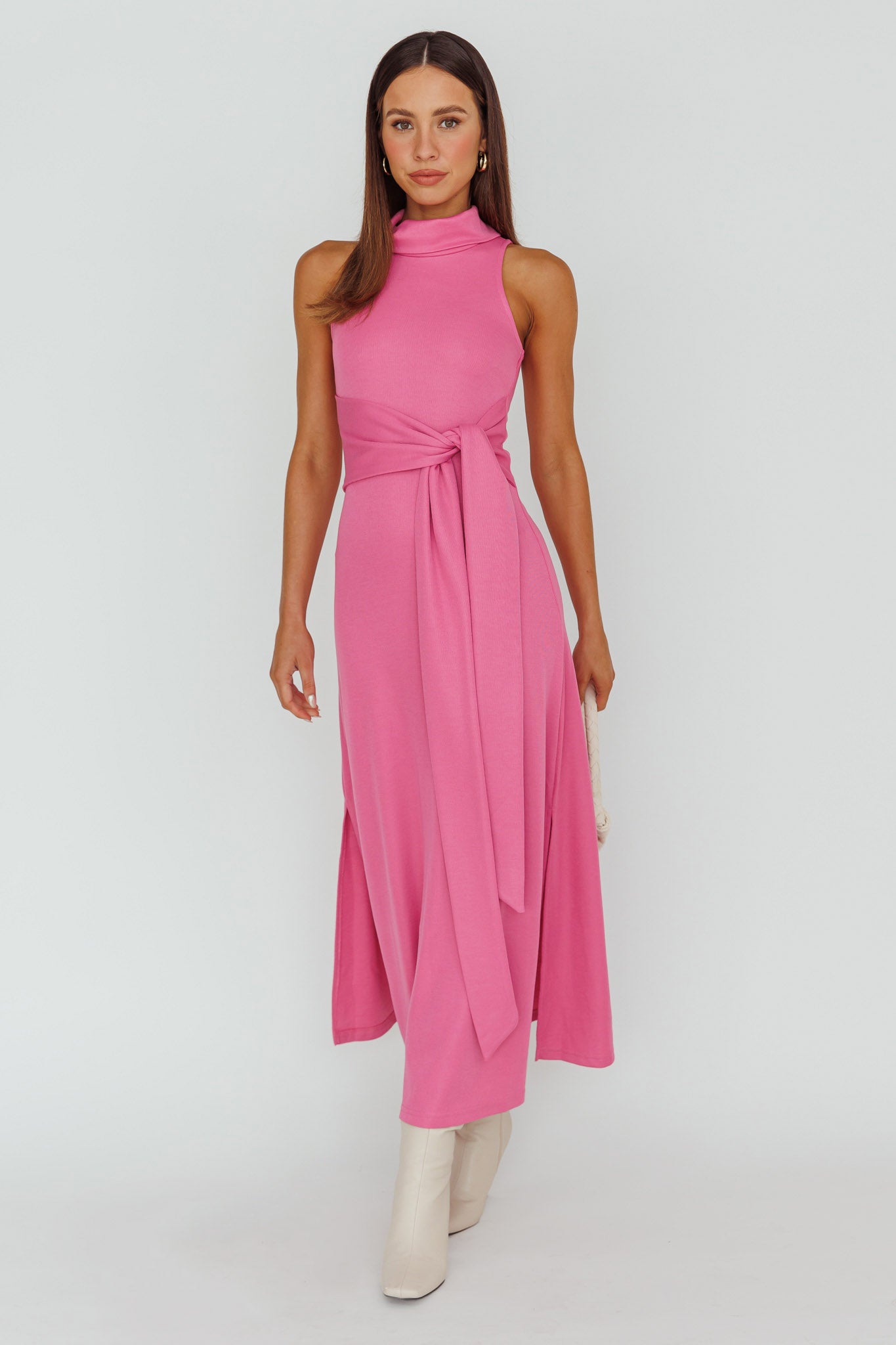 Make A Way Sleeveless Turtleneck Dress Pink by Selfie Leslie
